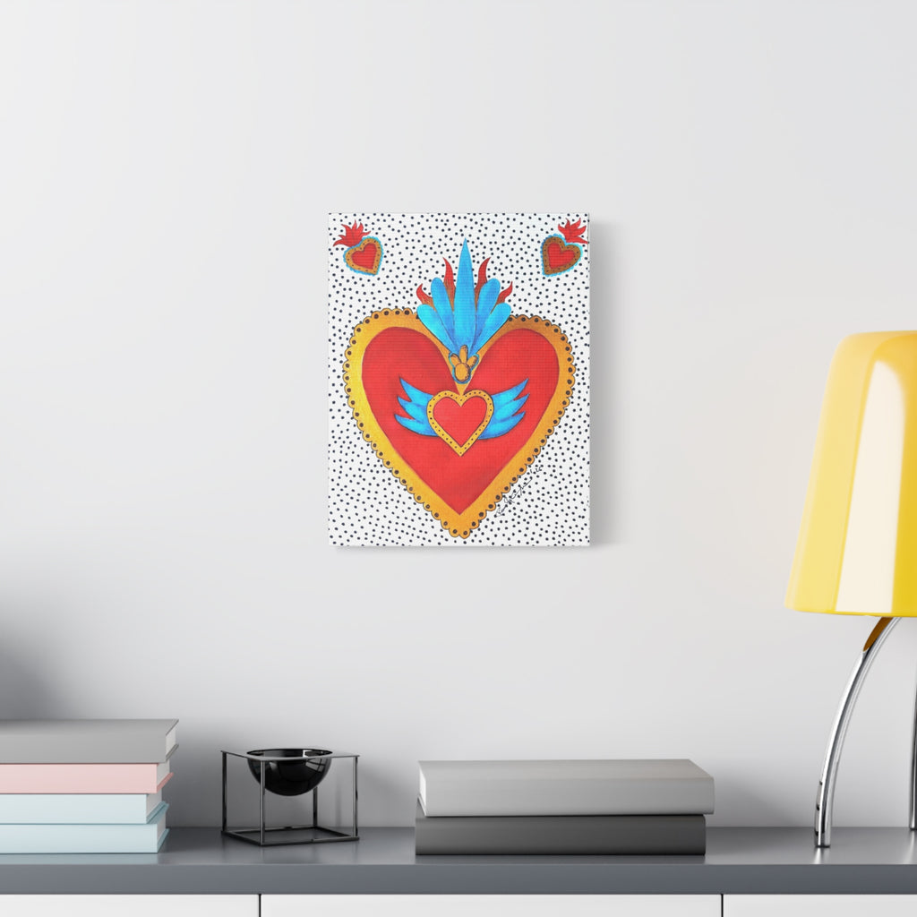 "Corazon de hojalata" Tableau imprimé Cœur Sacré d'art populaire — Décoration murale Cœur rouge et or éclatant