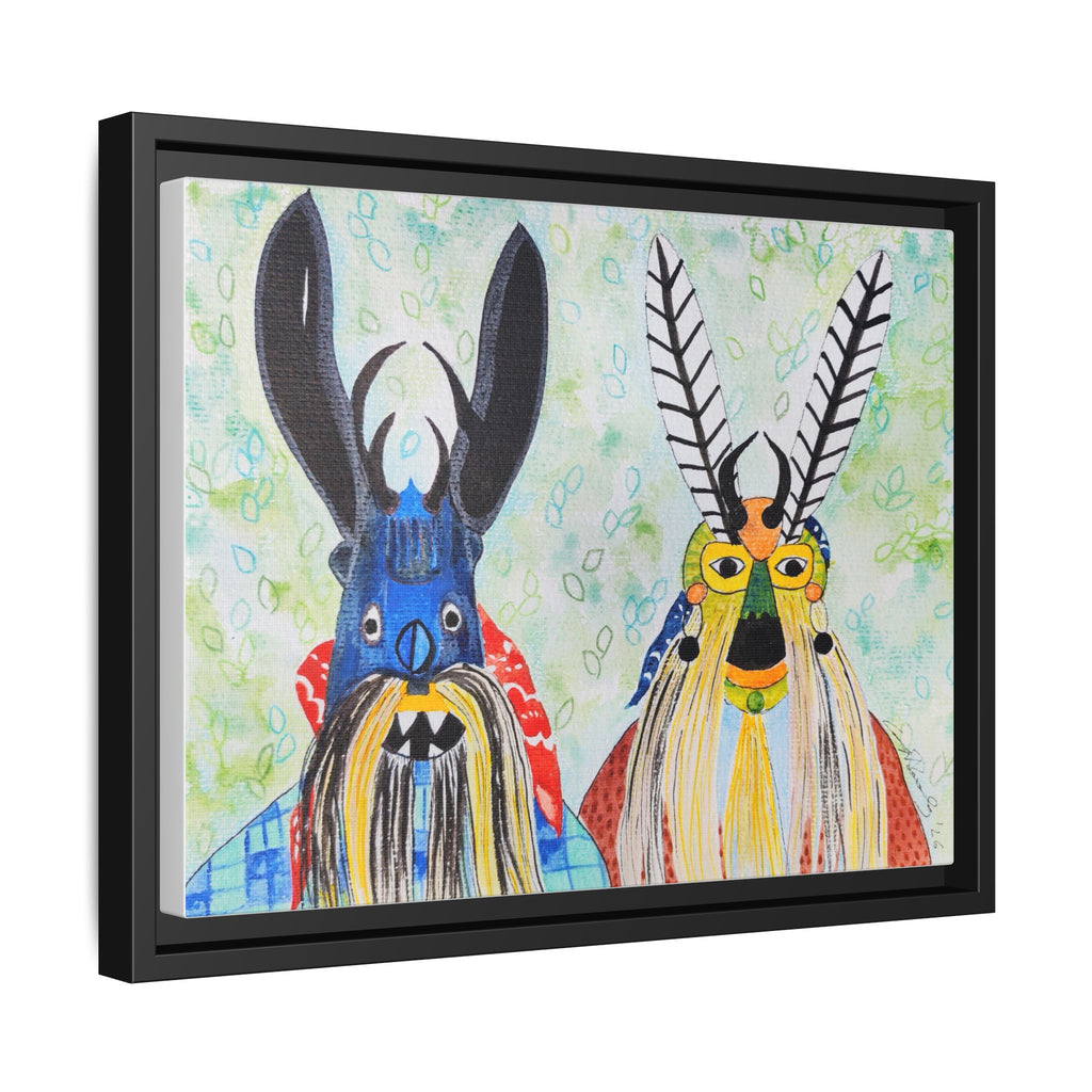 Colorful Folk Mask Matte Canvas Print (Framed)