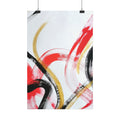 Abstract Red & Gold Brushstroke Satin Poster â€” Modern Wall Art Print