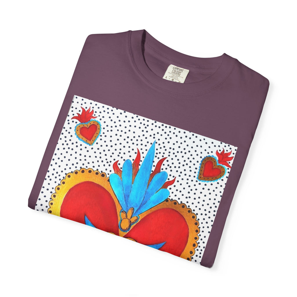 T-shirt Cœur Sacré ailé — Motif d'art populaire mexicain coloré