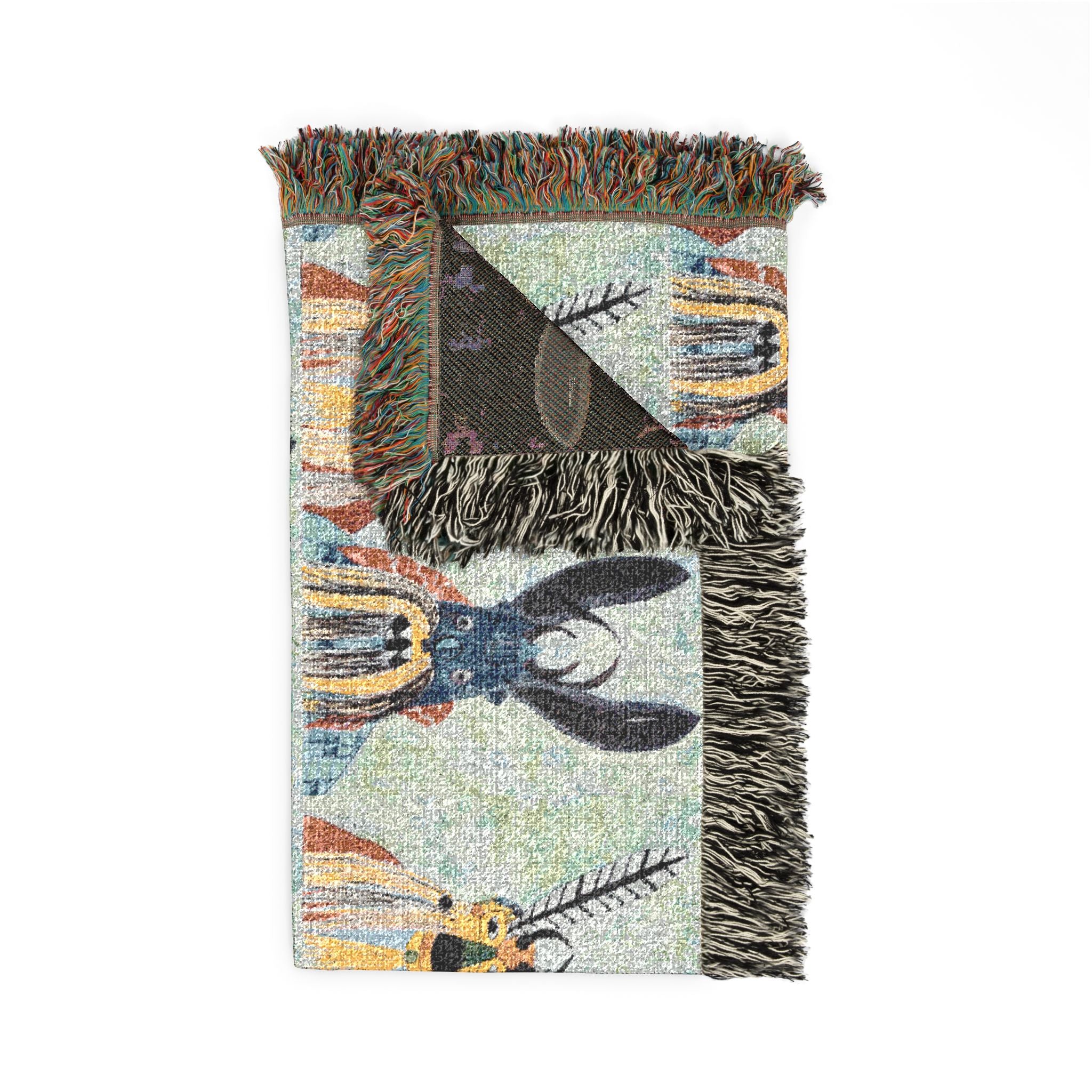 Hare Pattern Woven Blanket — Reversible Rabbit Throw for Cozy Home Decor