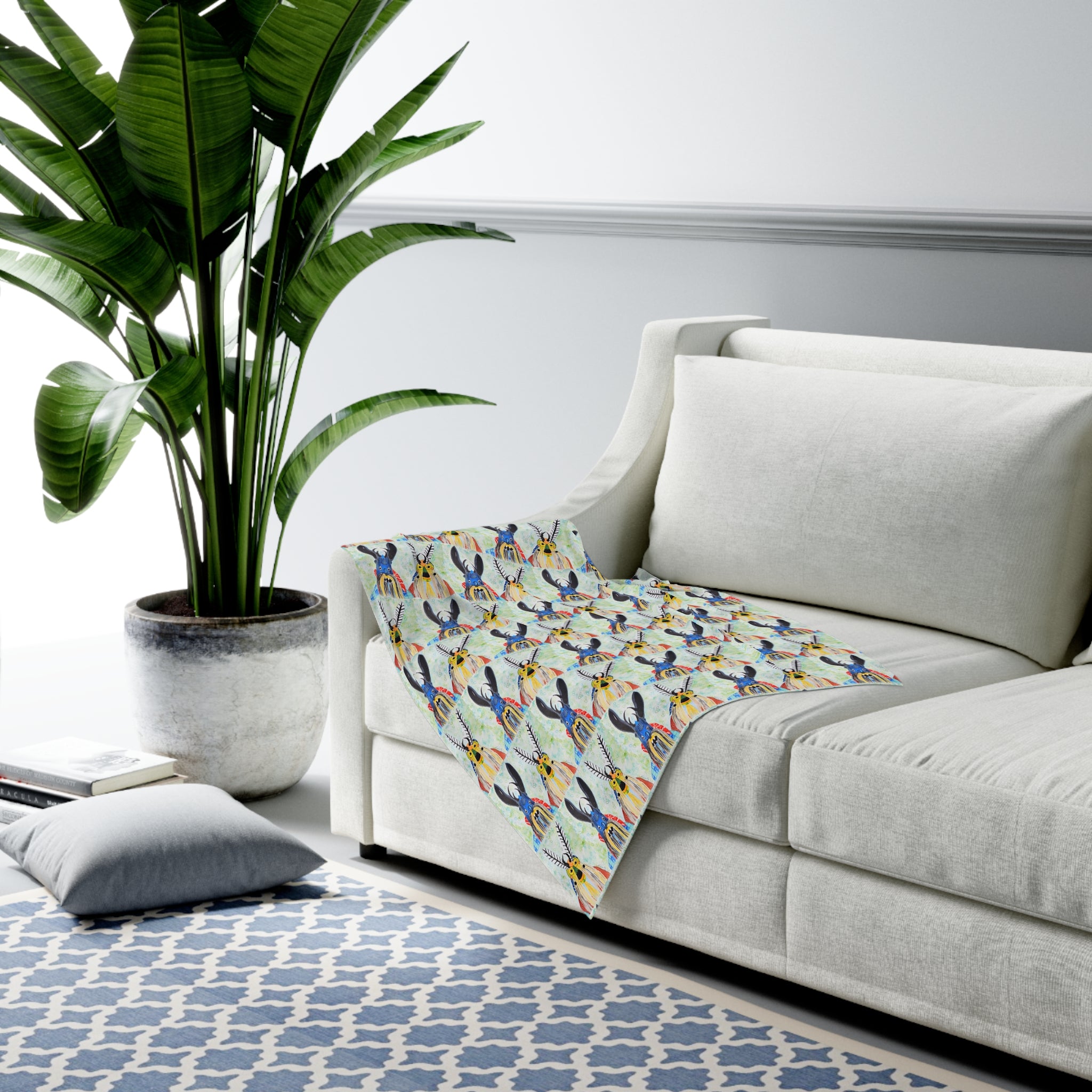 Baby Swaddle Blanket — Colorful Tribal Bunny Pattern Newborn Swaddle