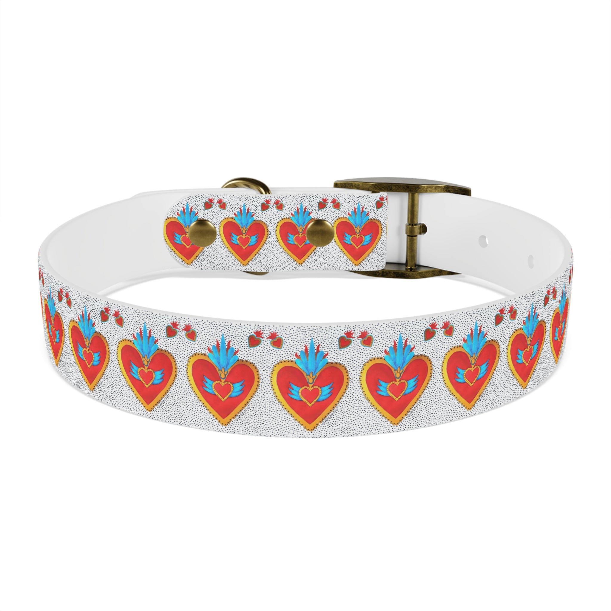 Collier pour chien motif Sacré-Cœur — Motif cœur coloré d'art populaire pour animaux de compagnie