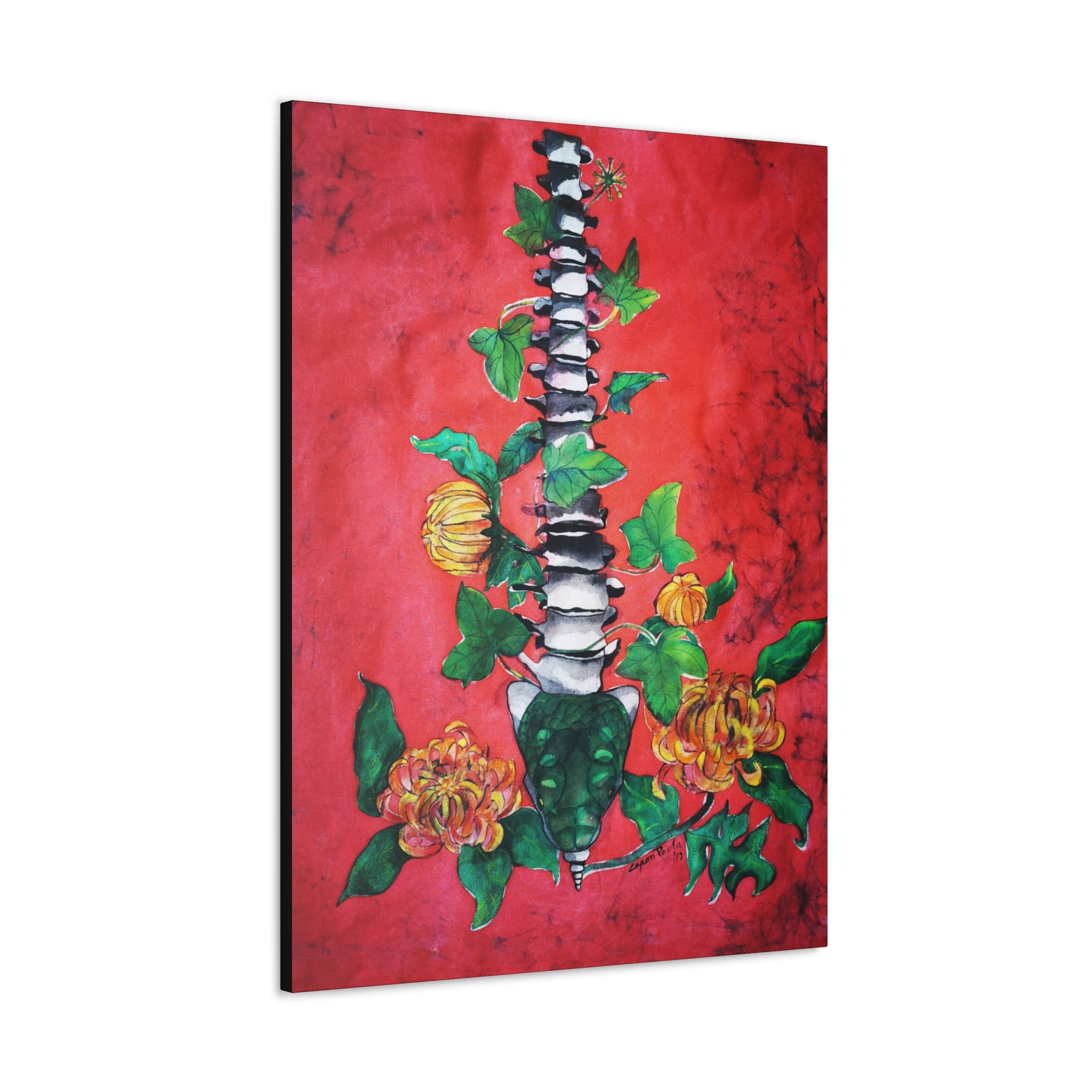 Spine & Flowers Canvas Art – Botanical Gothic Wall Decor