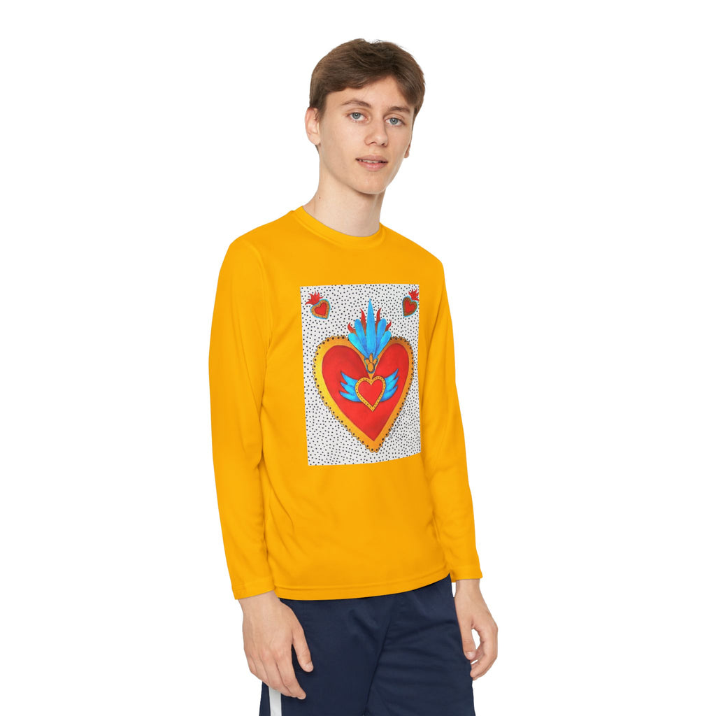 Youth Long Sleeve Tee — Vibrant Sacred Heart Graphic