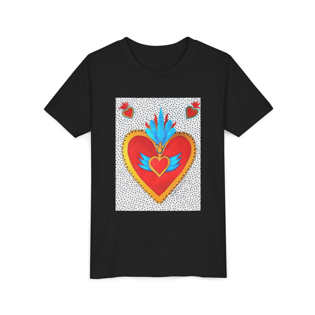 Youth Tee — Colorful Sacred Heart Graphic Kids Shirt