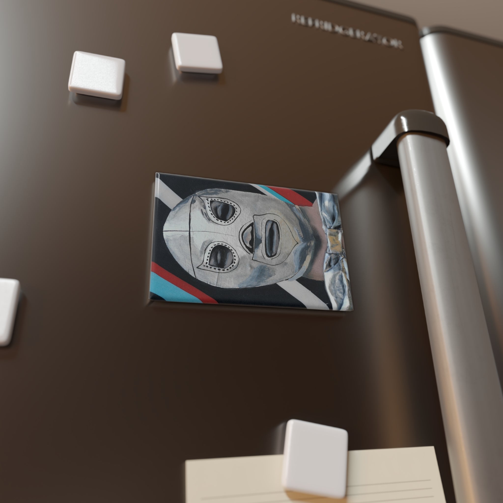 "El Santo" Luchador Mask Rectangular Magnet — Retro Mexican Wrestling Fridge Magnet