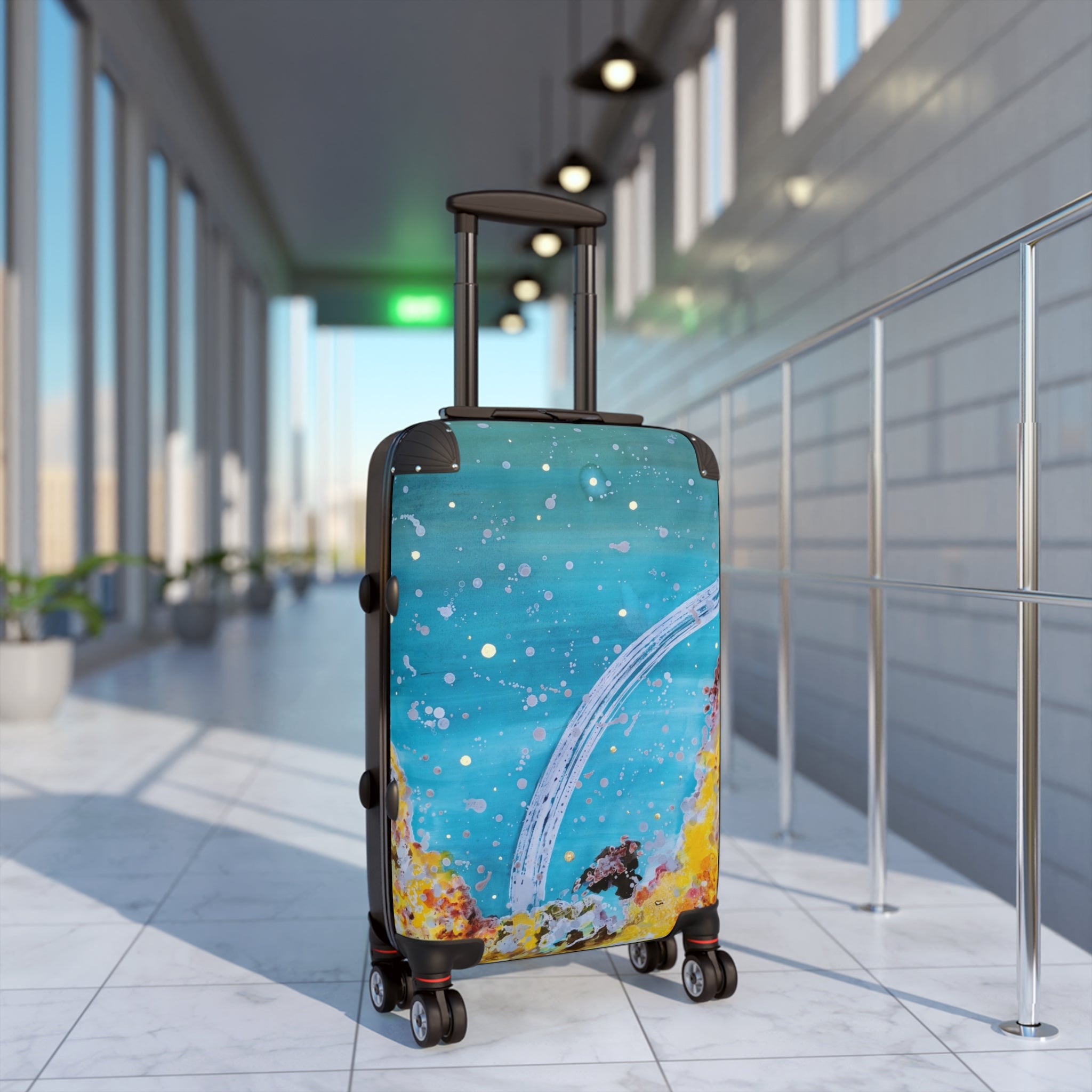 Ocean Arc Carry-On Suitcase — Abstract Blue Seascape Luggage