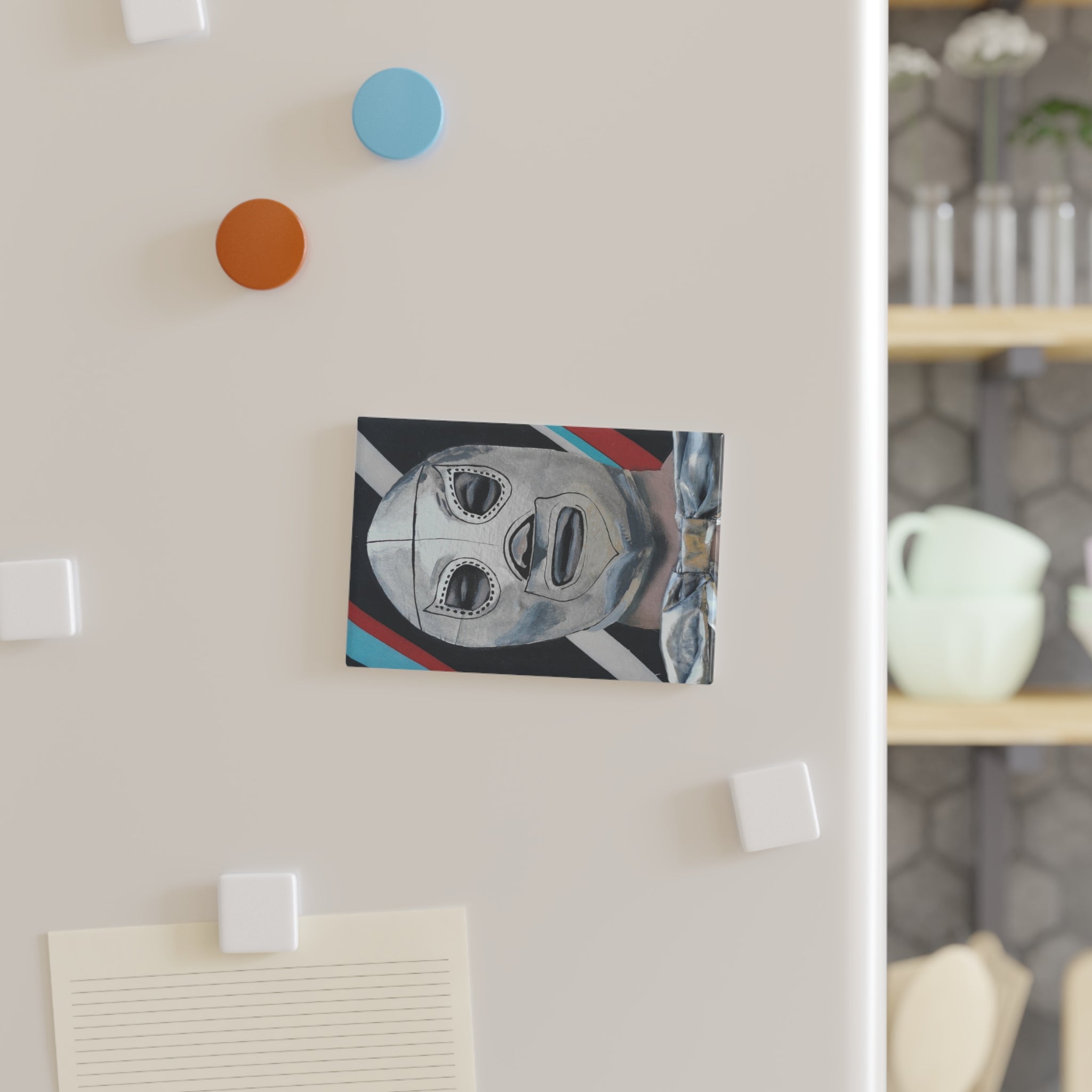 "El Santo" Luchador Mask Rectangular Magnet — Retro Mexican Wrestling Fridge Magnet