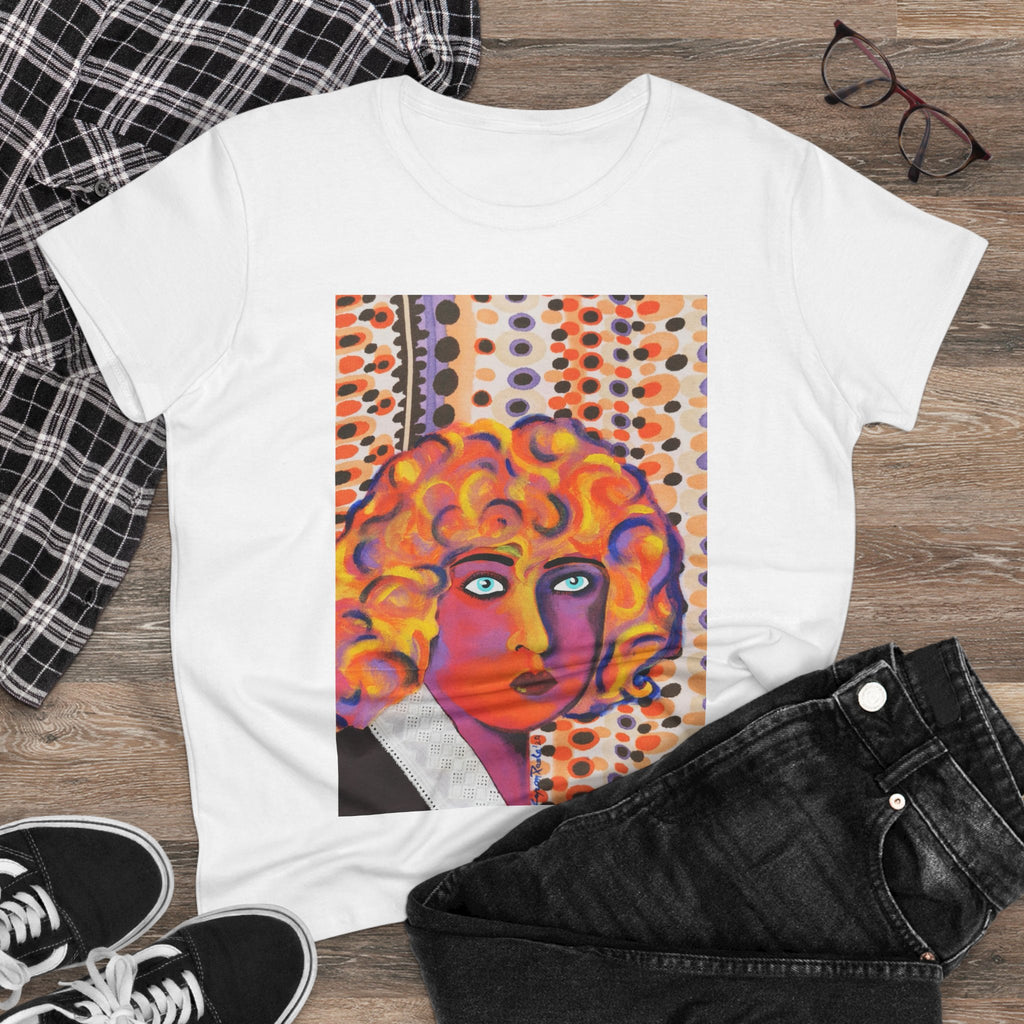 Artistic Nahui Olin Portrait Tee — Vibrant Pop Art Woman Graphic T‑Shirt