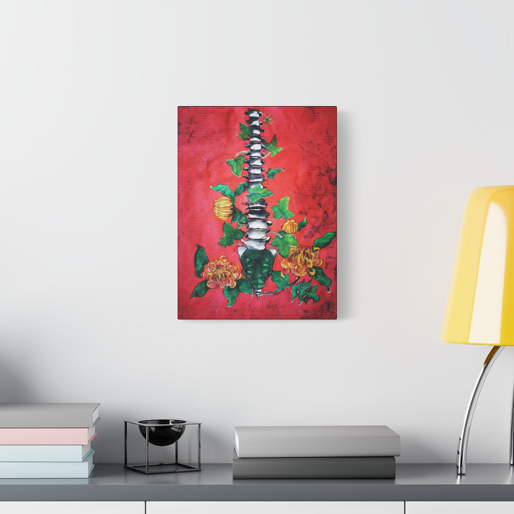 Spine & Flowers Canvas Art – Botanical Gothic Wall Decor