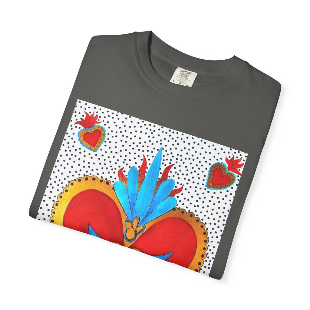 T-shirt Cœur Sacré ailé — Motif d'art populaire mexicain coloré