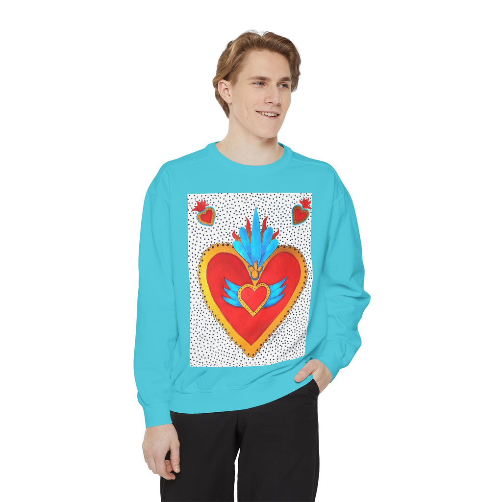 Sacred Heart Sweatshirt — Colorful Folk Art Heart Crewneck