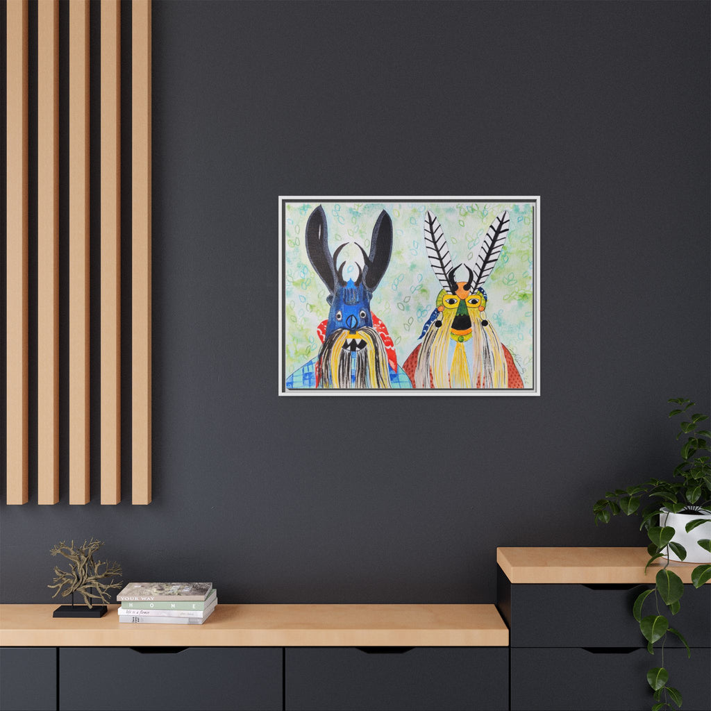Colorful Folk Mask Matte Canvas Print (Framed)