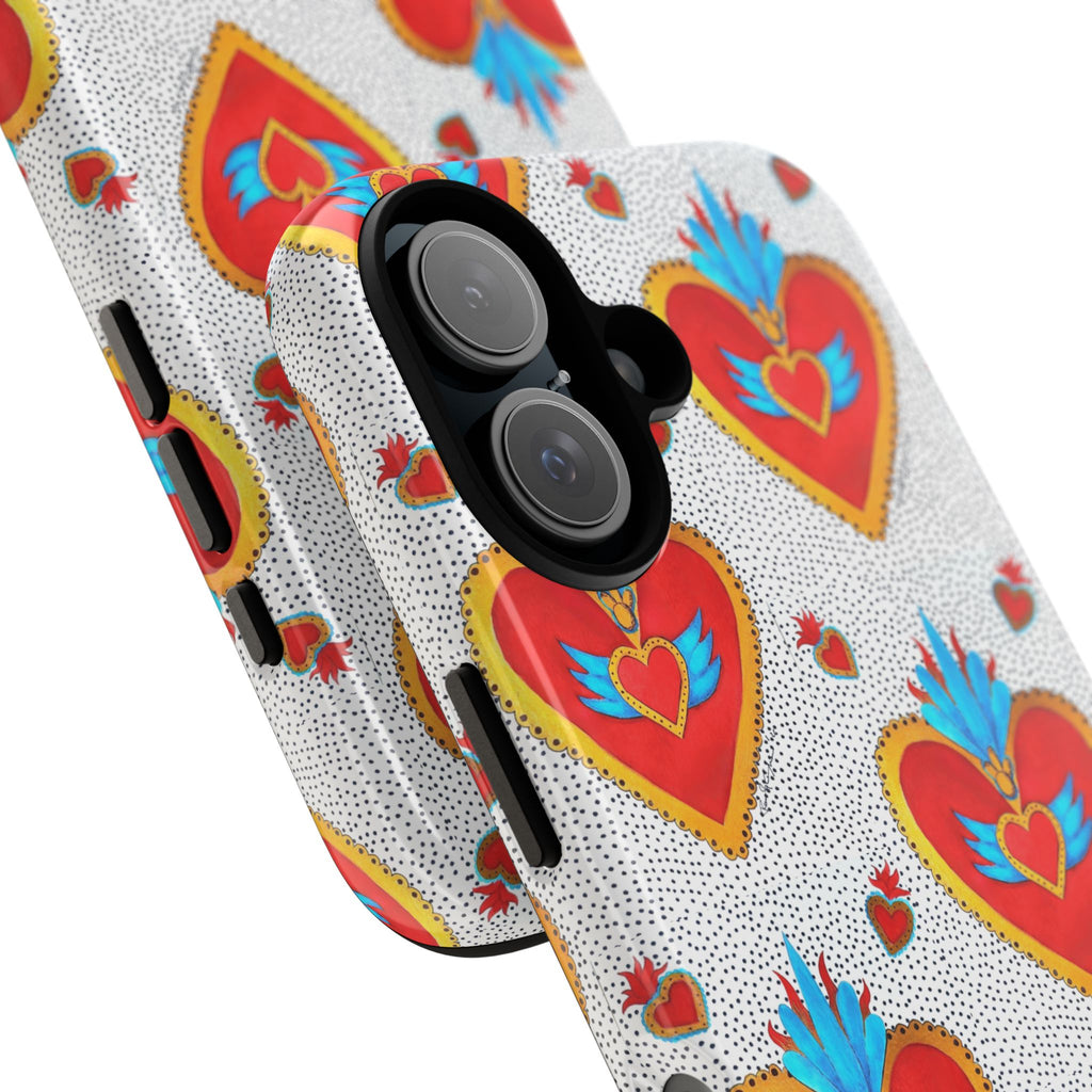 Phone Case — Red Sacred Heart Pattern Protective Tough Case