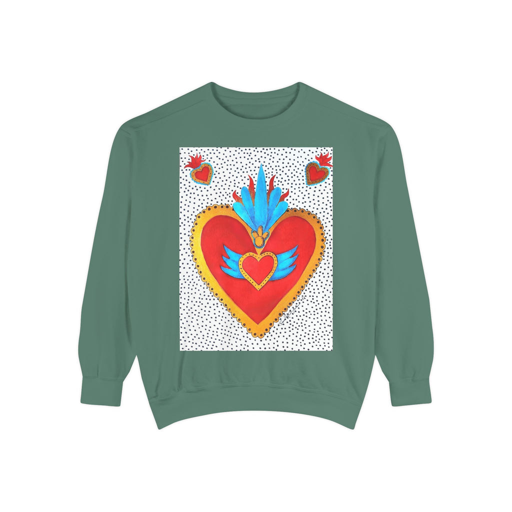 Sacred Heart Sweatshirt — Colorful Folk Art Heart Crewneck