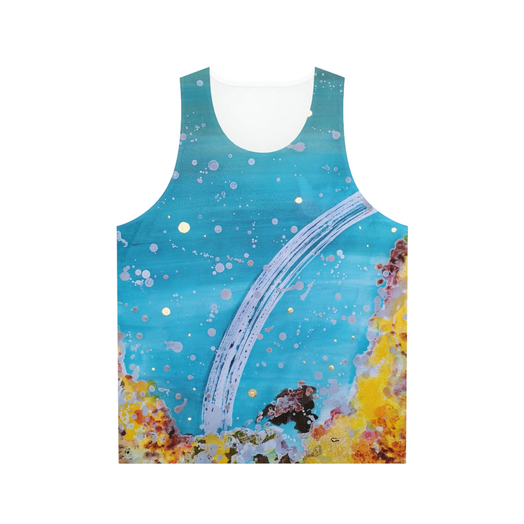 Ocean Arc Abstract Tank Top — Blue Coral Wave All-Over Print