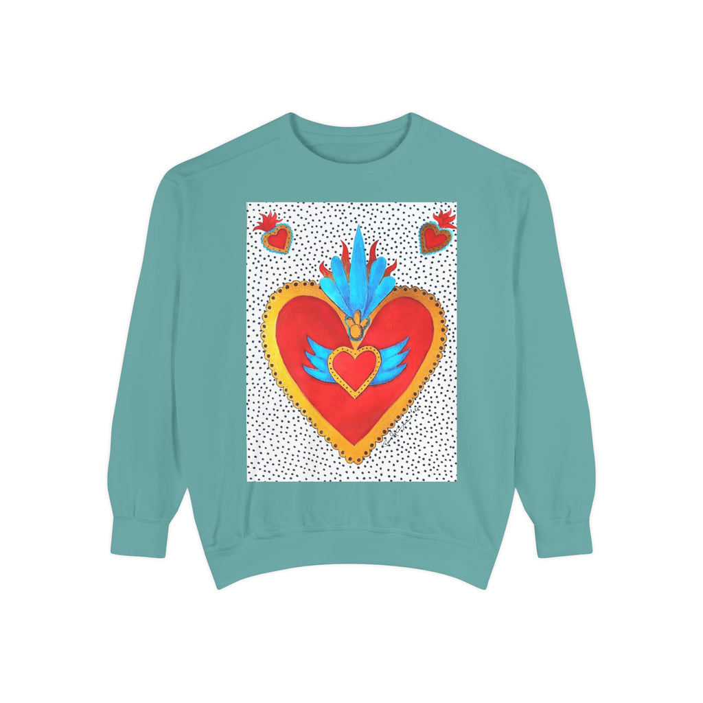 Sacred Heart Sweatshirt — Colorful Folk Art Heart Crewneck