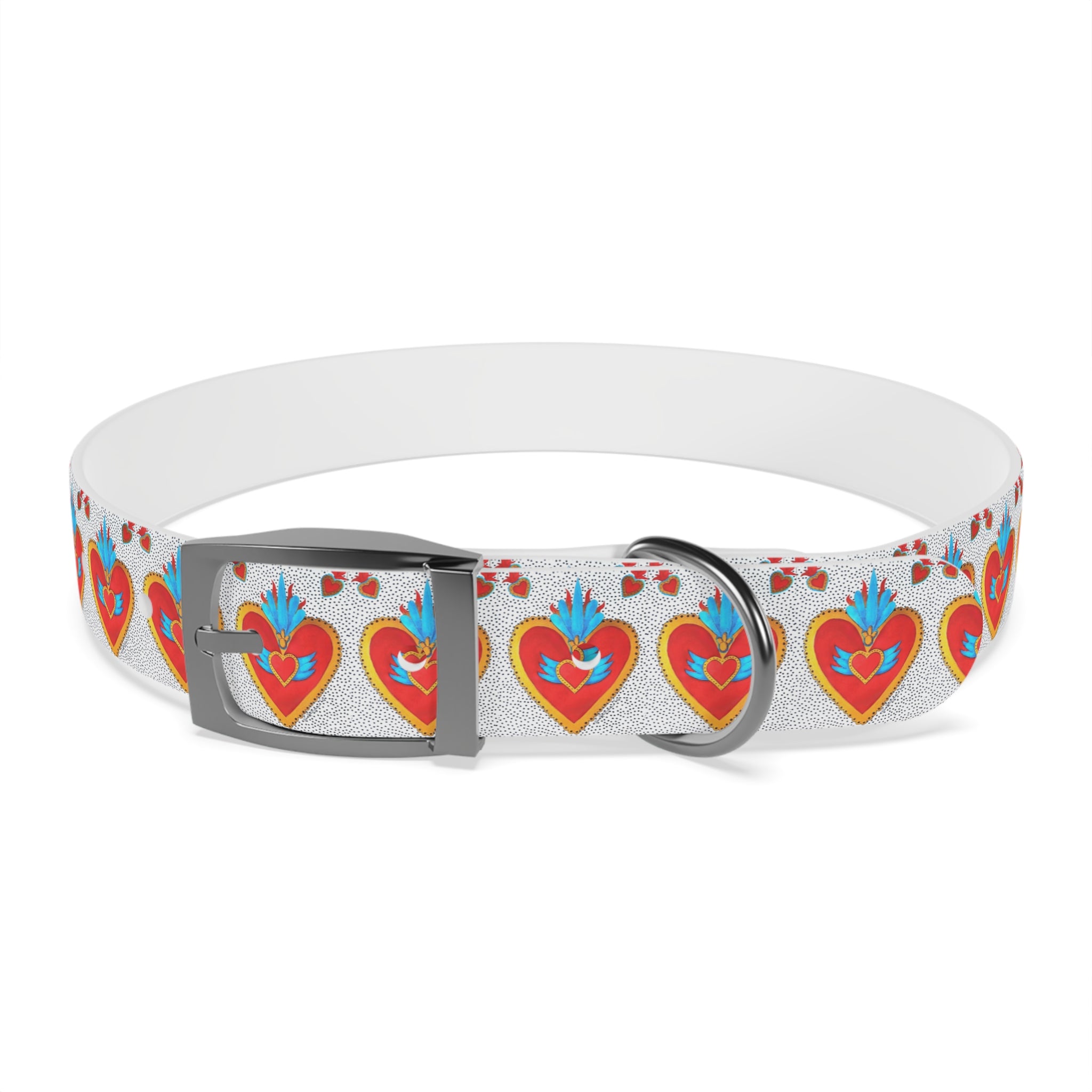 Collier pour chien motif Sacré-Cœur — Motif cœur coloré d'art populaire pour animaux de compagnie