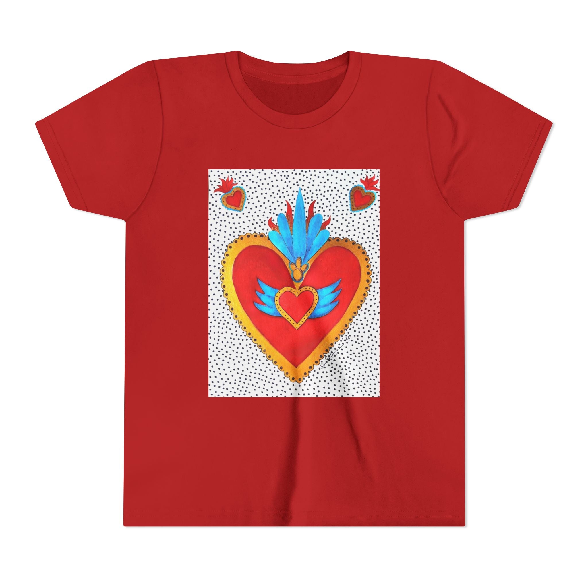 Youth Tee — Colorful Sacred Heart Graphic Kids Shirt