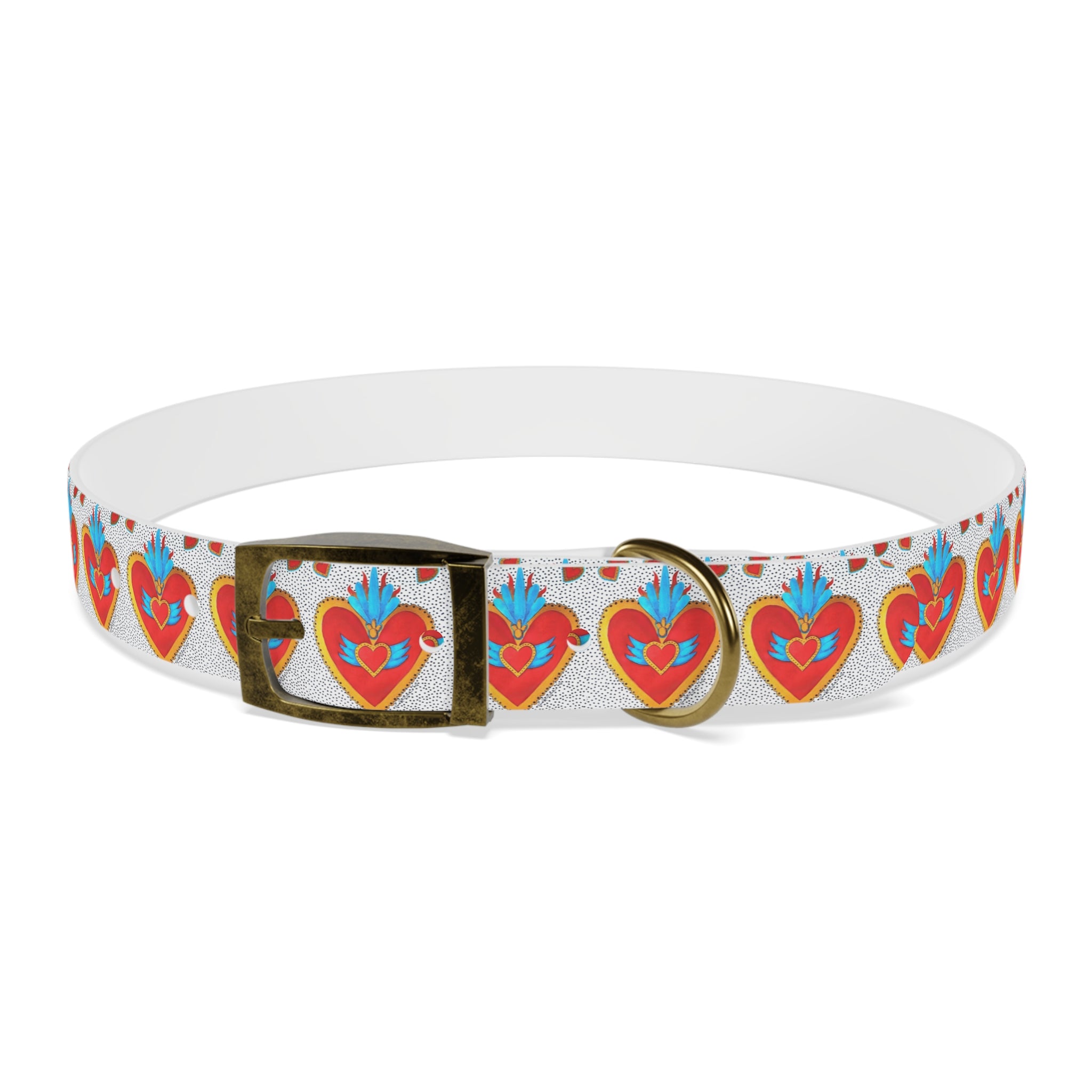 Collier pour chien motif Sacré-Cœur — Motif cœur coloré d'art populaire pour animaux de compagnie