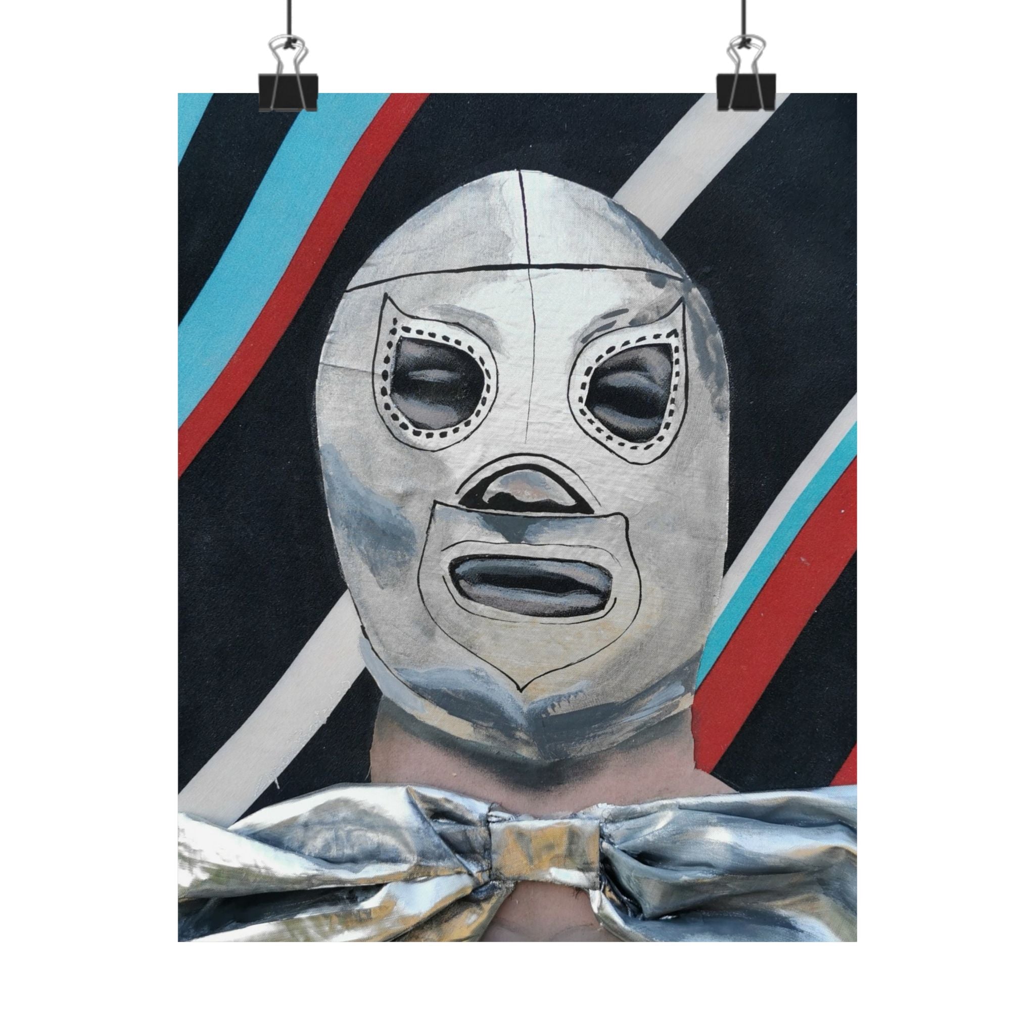 "El Santo" Luchador Mask Matte Poster — Vintage Mexican Wrestling Art Print (Vertical)
