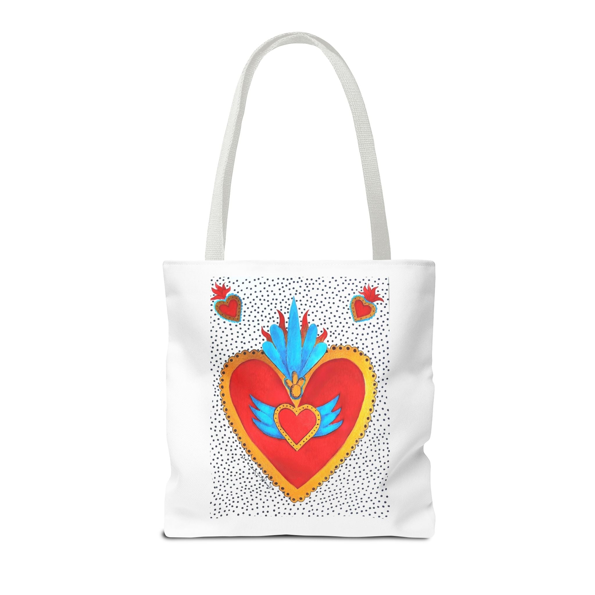 Sacred Heart Tote Bag — Colorful Folk Art Heart Design