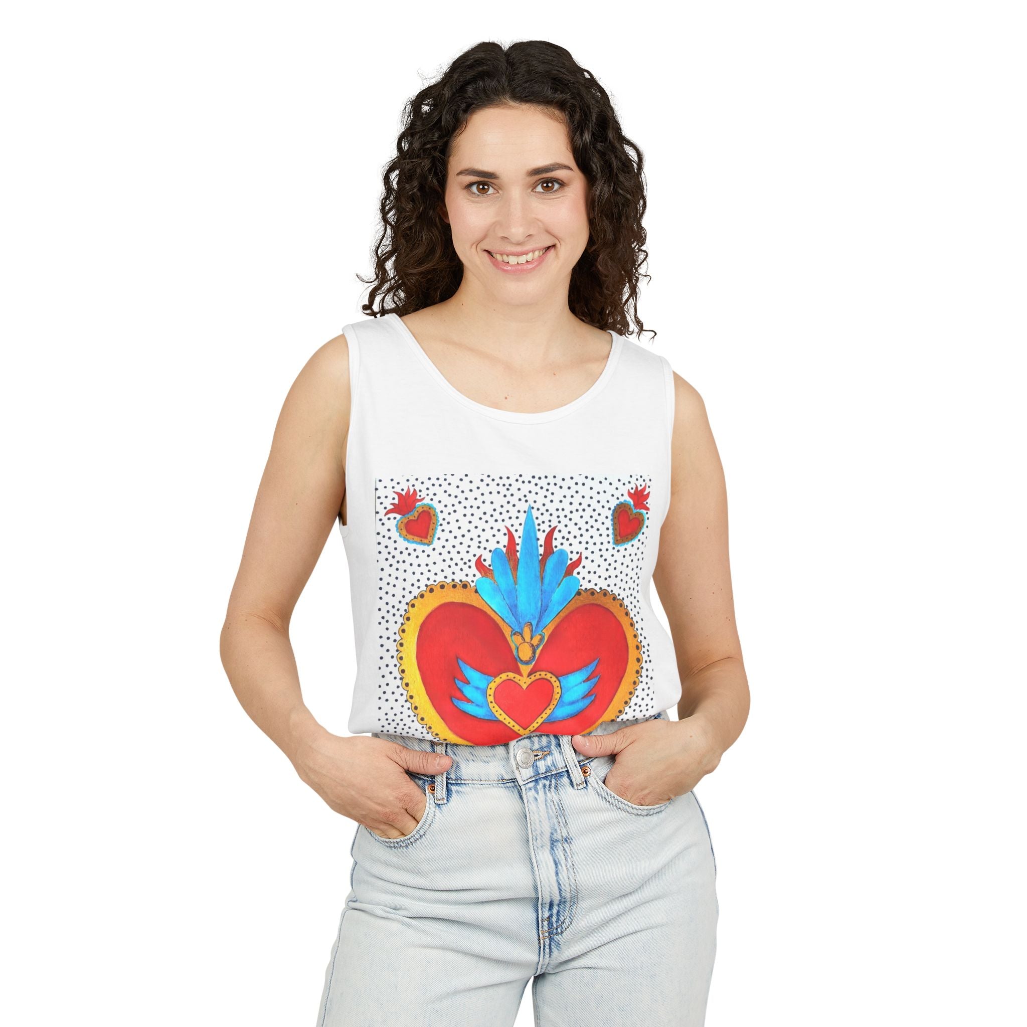 Sacred Heart Tank Top — Vibrant Winged Heart Graphic for Valentine & Everyday Wear