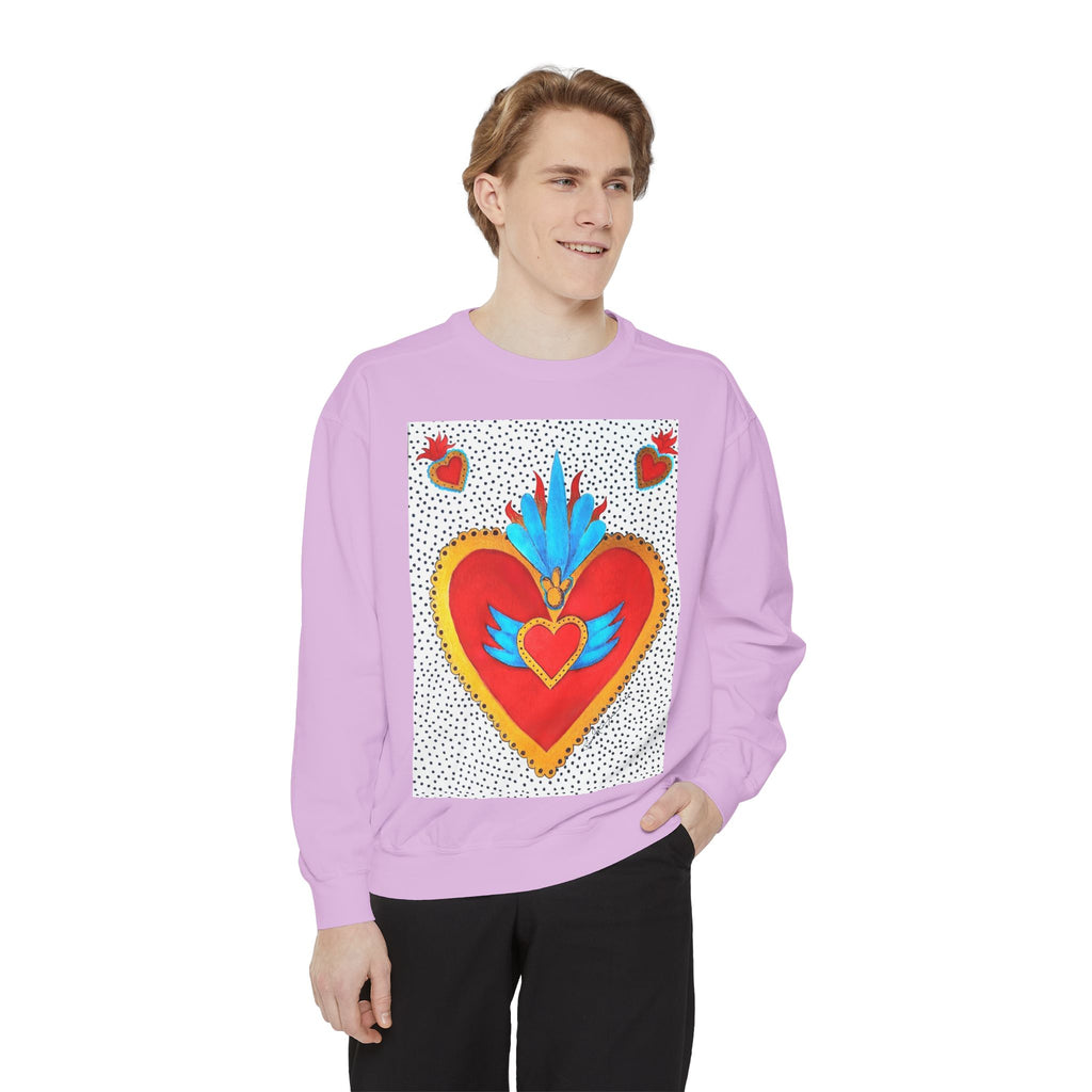 Sacred Heart Sweatshirt — Colorful Folk Art Heart Crewneck