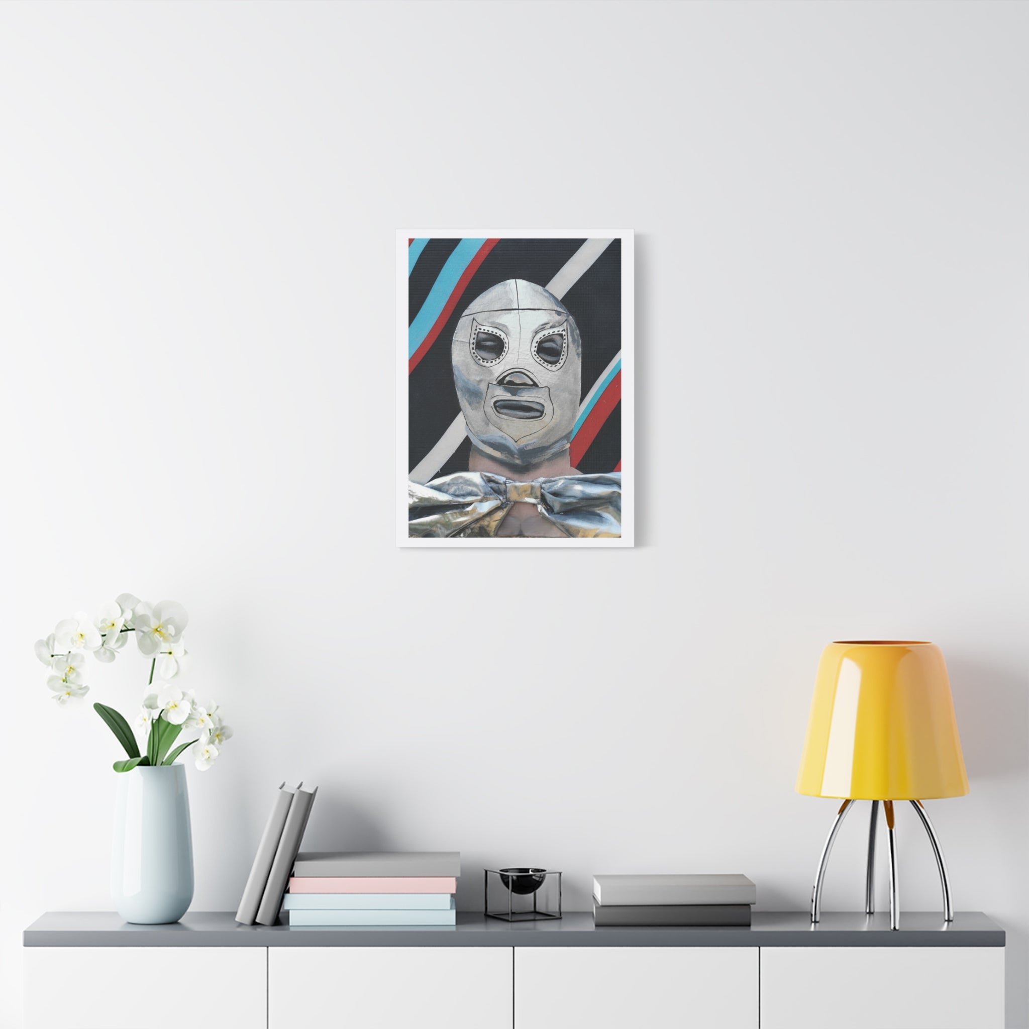 "El Santo" Luchador Mask Art Canvas – Silver Wrestler Stretched Matte Print