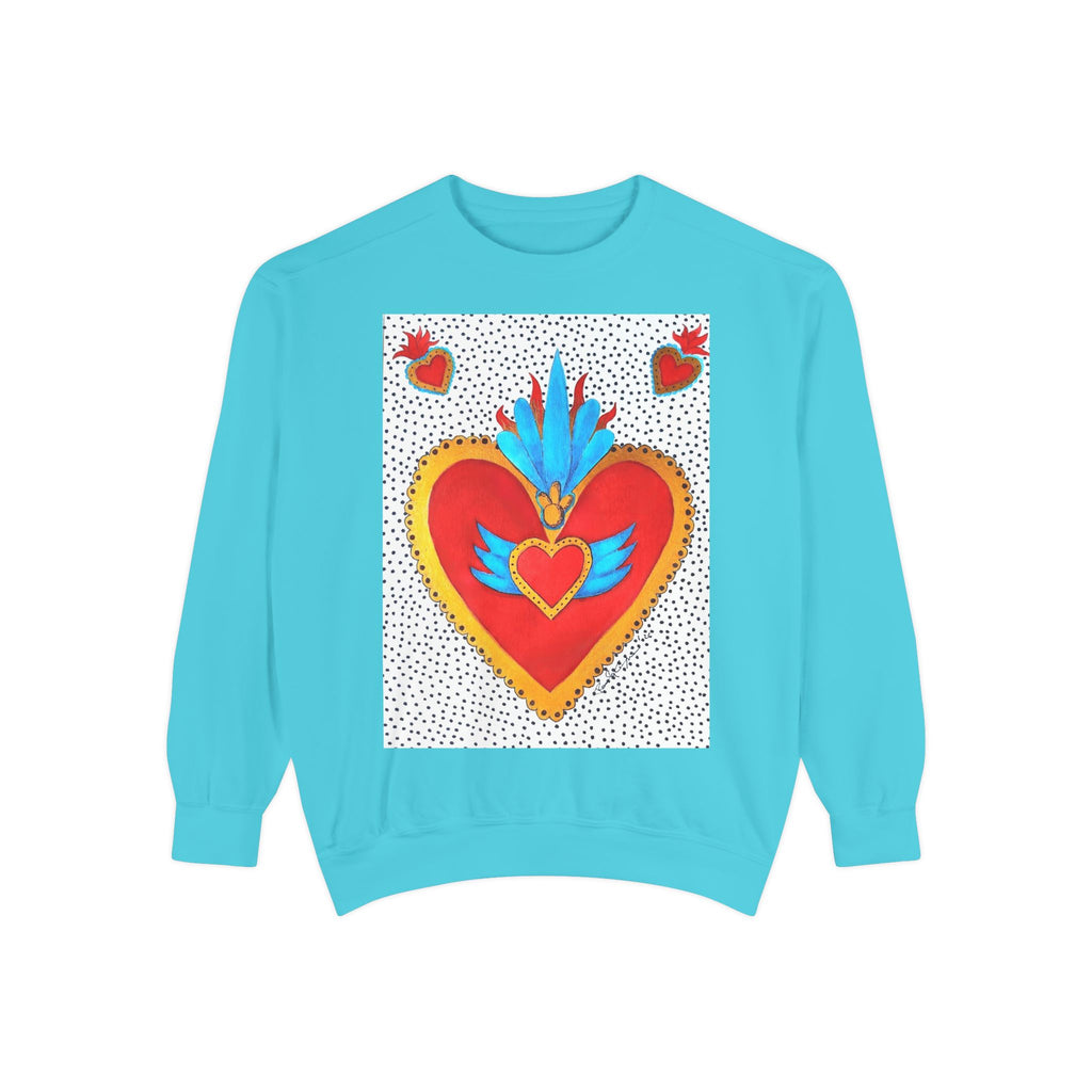 Sacred Heart Sweatshirt — Colorful Folk Art Heart Crewneck