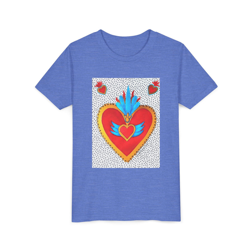 Youth Tee — Colorful Sacred Heart Graphic Kids Shirt