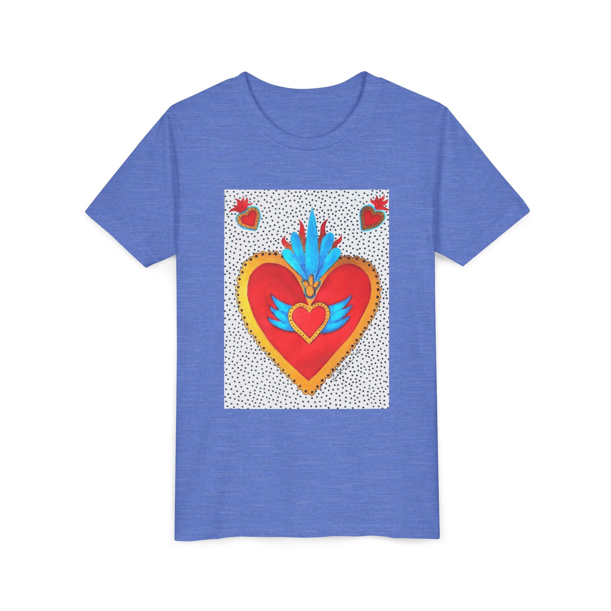 Youth Tee — Colorful Sacred Heart Graphic Kids Shirt