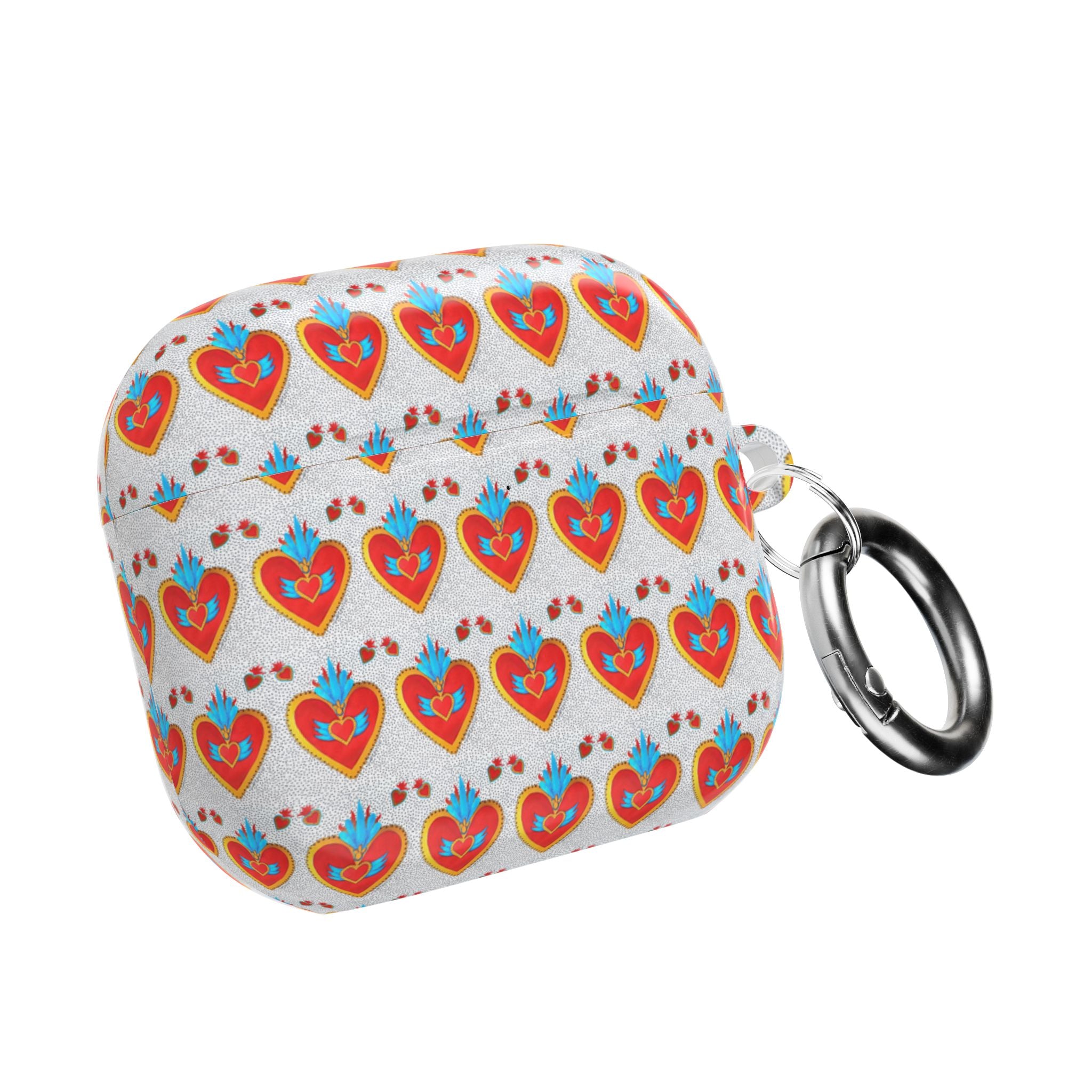 Heart Pattern AirPod Case — Colorful Folk Art Hearts Protective Cover