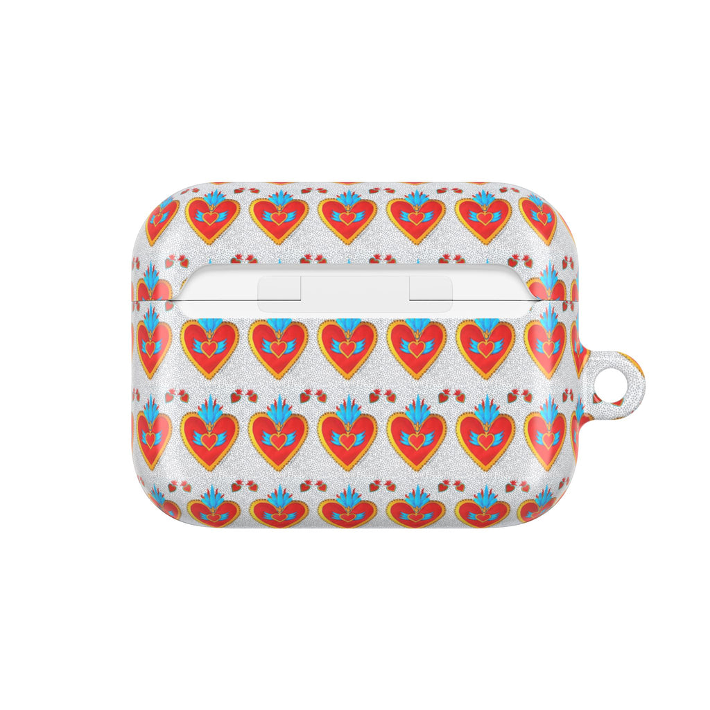Heart Pattern AirPod Case — Colorful Folk Art Hearts Protective Cover