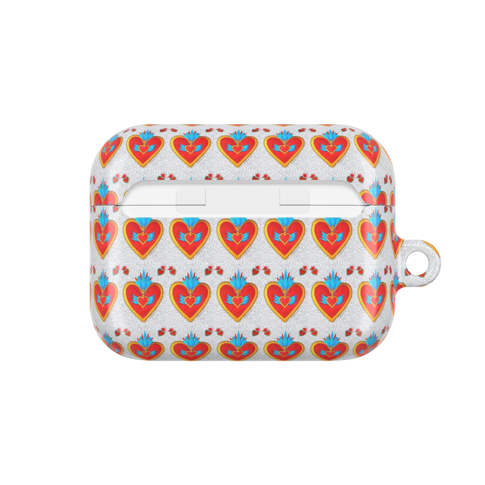 Heart Pattern AirPod Case — Colorful Folk Art Hearts Protective Cover