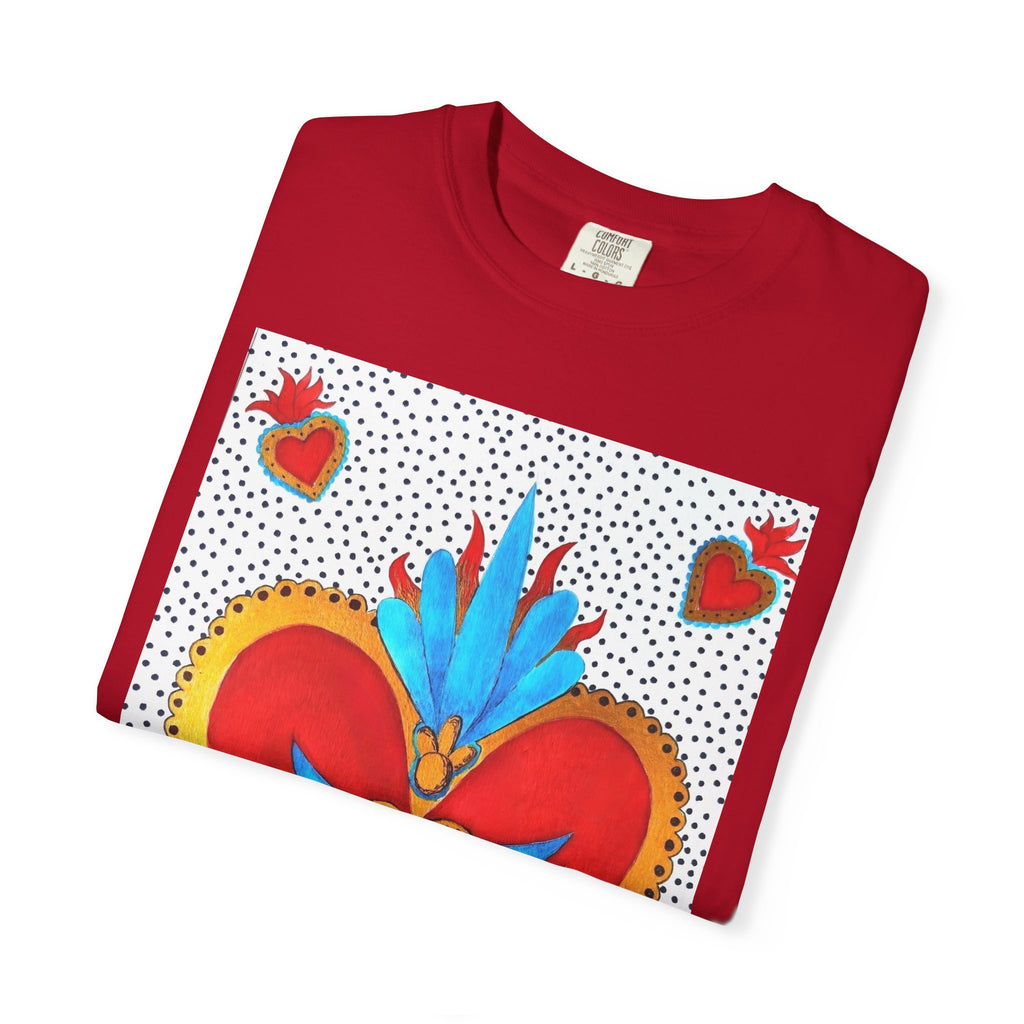 Winged Sacred Heart T-Shirt — Colorful Mexican Folk Art Graphic