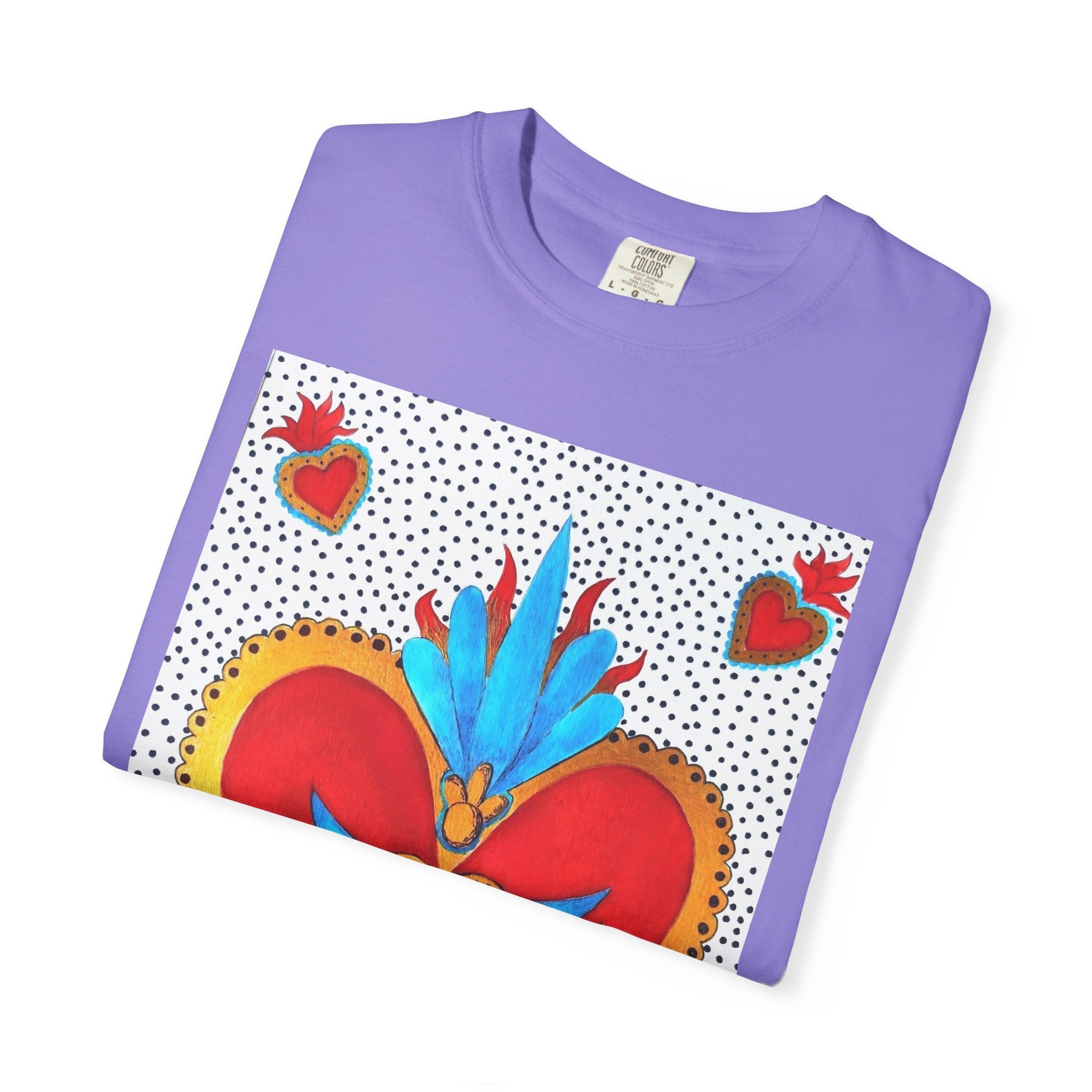 T-shirt Cœur Sacré ailé — Motif d'art populaire mexicain coloré
