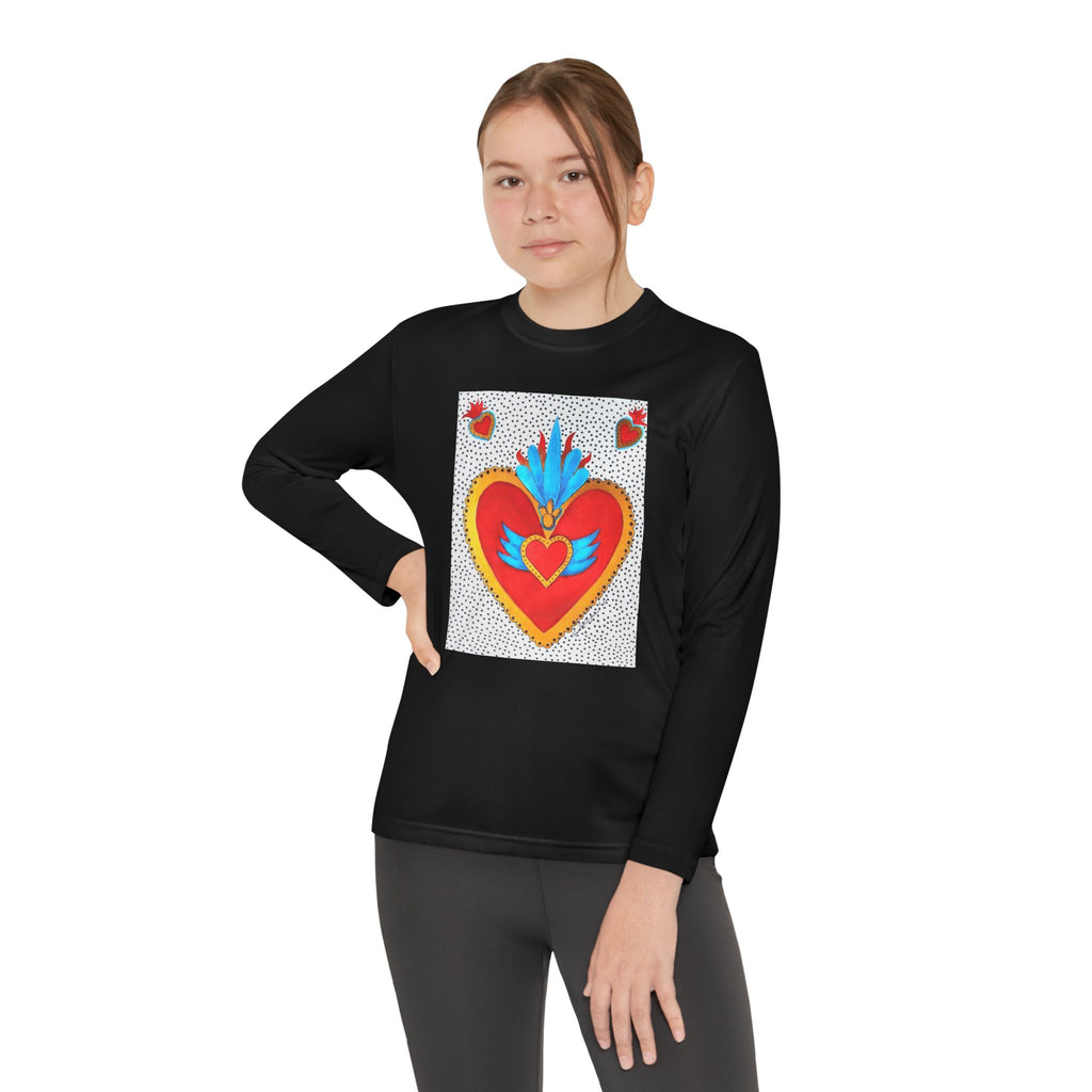 Youth Long Sleeve Tee — Vibrant Sacred Heart Graphic