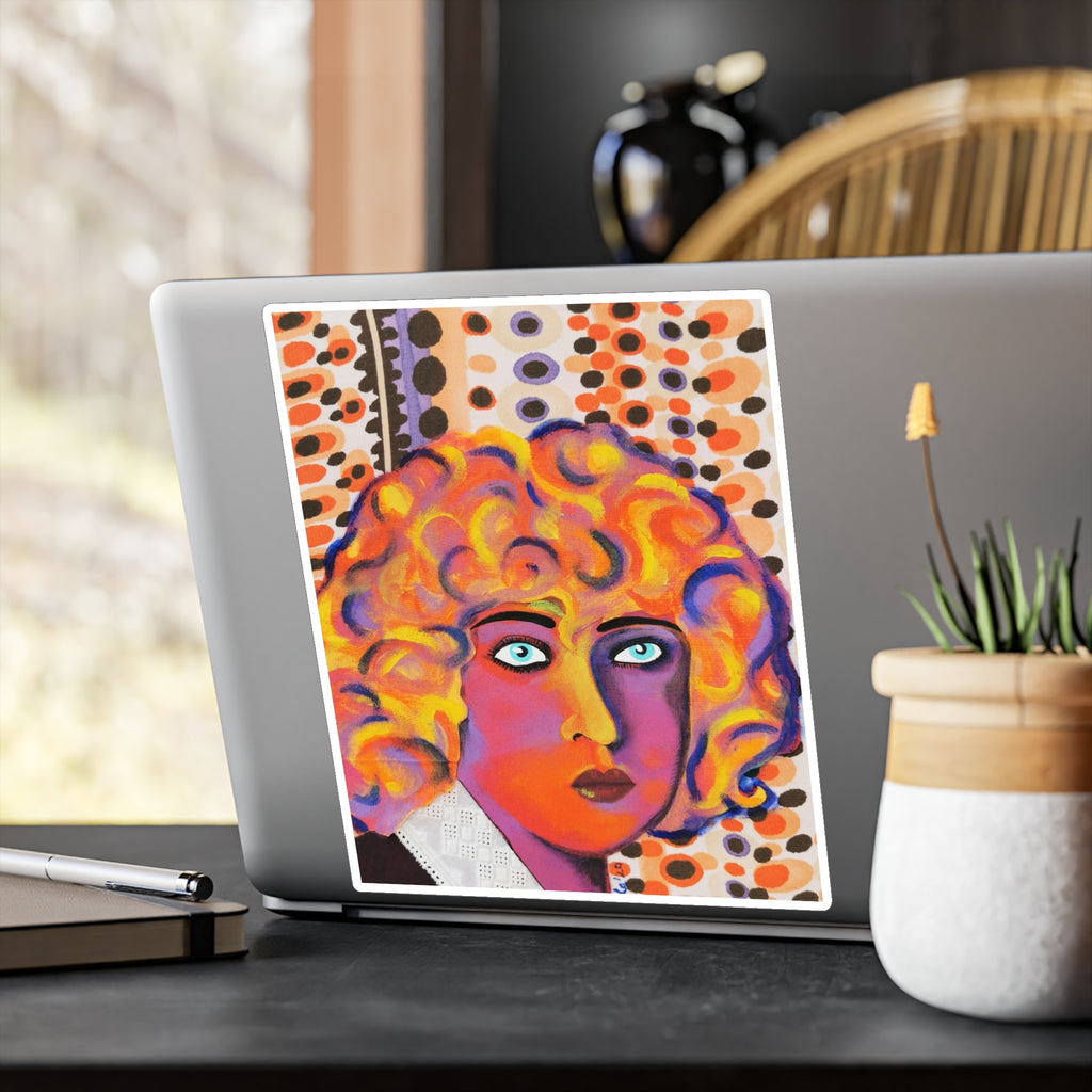 Retro Pop Art Face Vinyl Sticker – Kiss-Cut Decorative Decal