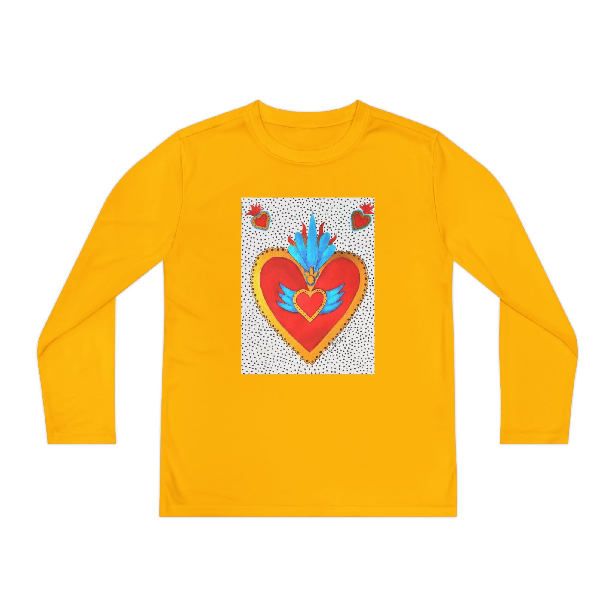 Youth Long Sleeve Tee — Vibrant Sacred Heart Graphic