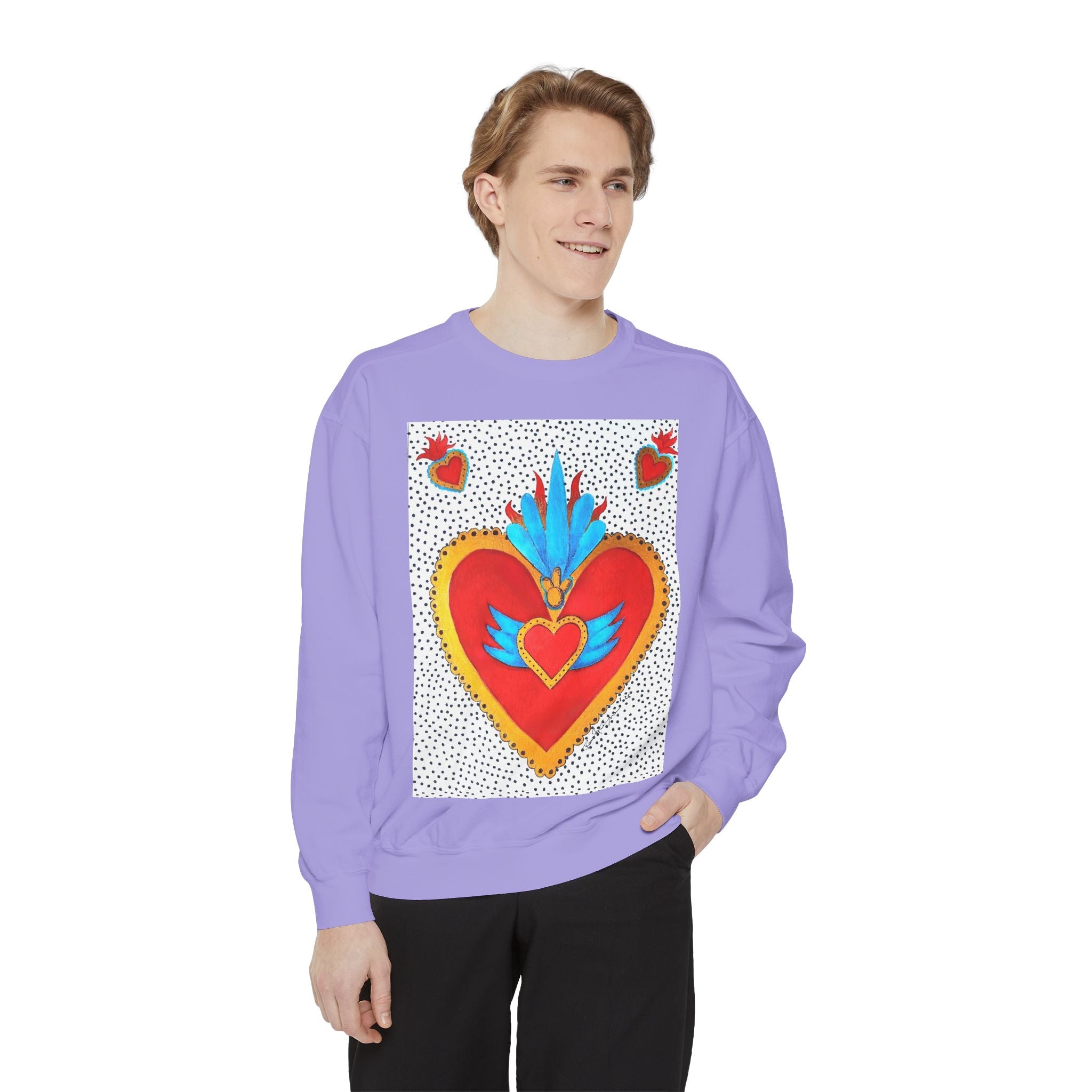 Sacred Heart Sweatshirt — Colorful Folk Art Heart Crewneck