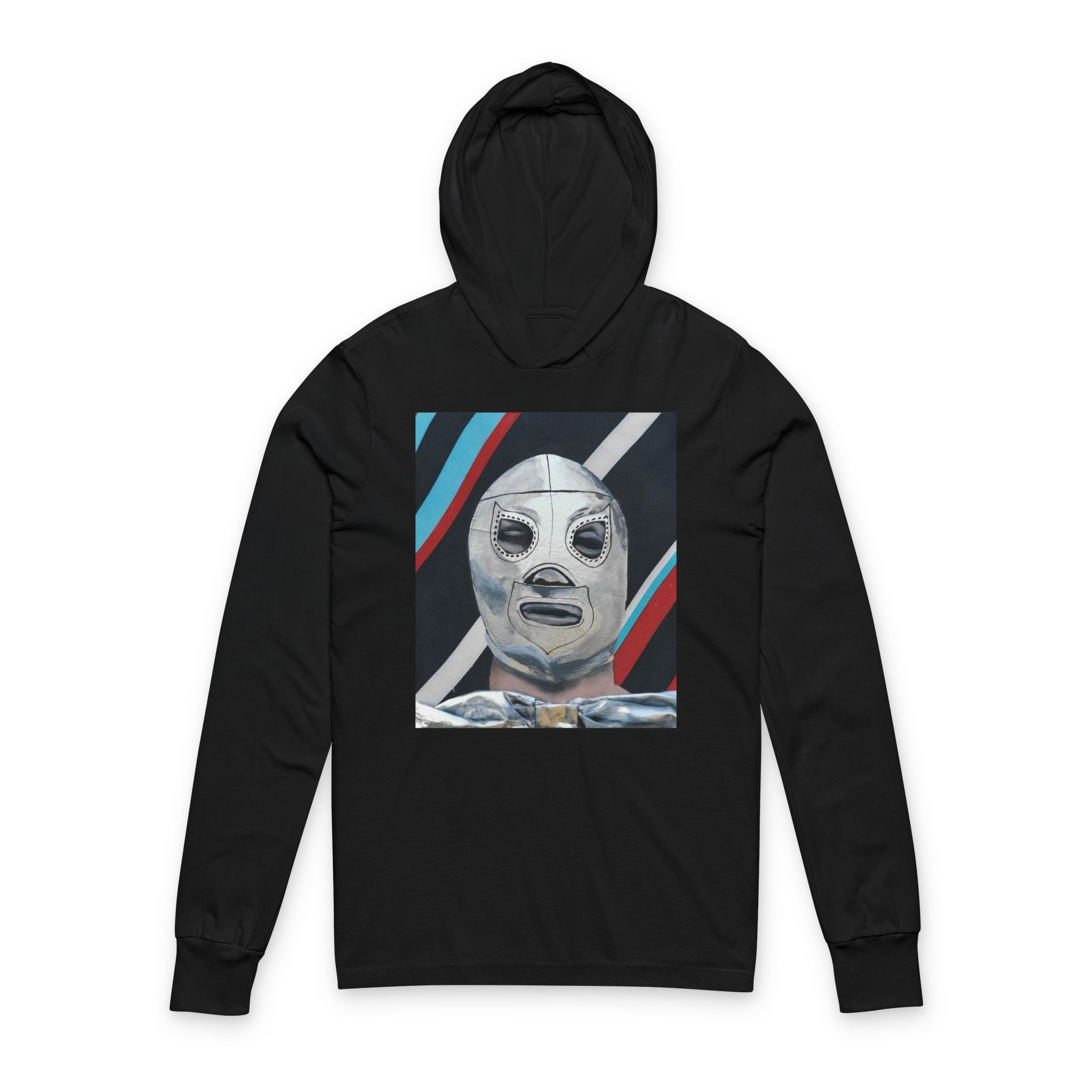 "El Santo" Luchador Mask Hooded Long Sleeve Tee — Retro Wrestling Poster Graphic