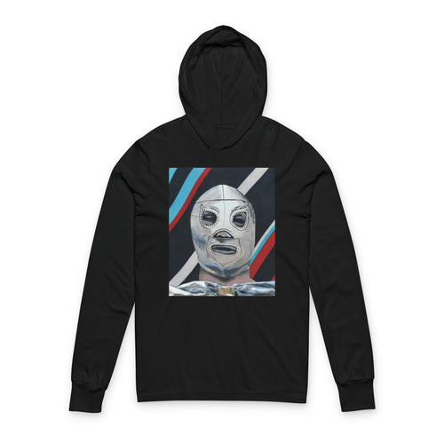 "El Santo" Luchador Mask Hooded Long Sleeve Tee — Retro Wrestling Poster Graphic