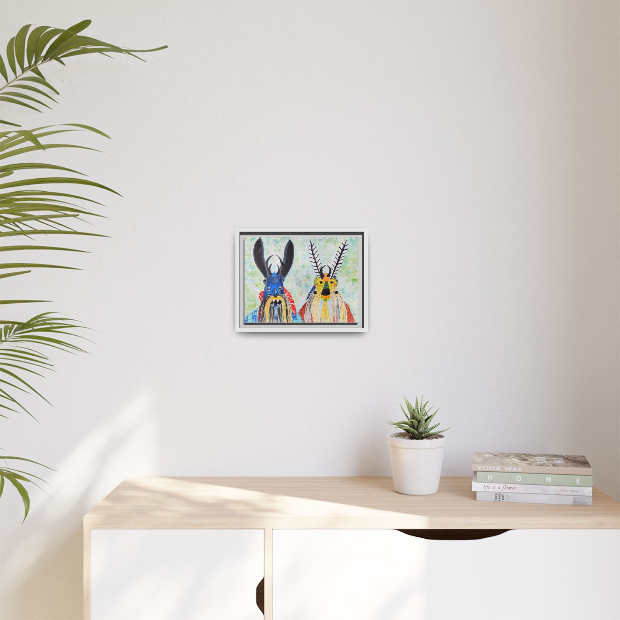 Colorful Folk Mask Matte Canvas Print (Framed)
