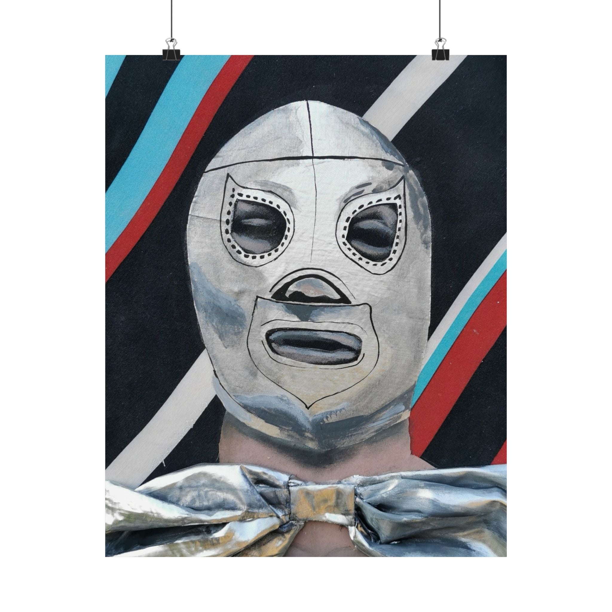 "El Santo" Luchador Mask Matte Poster — Vintage Mexican Wrestling Art Print (Vertical)