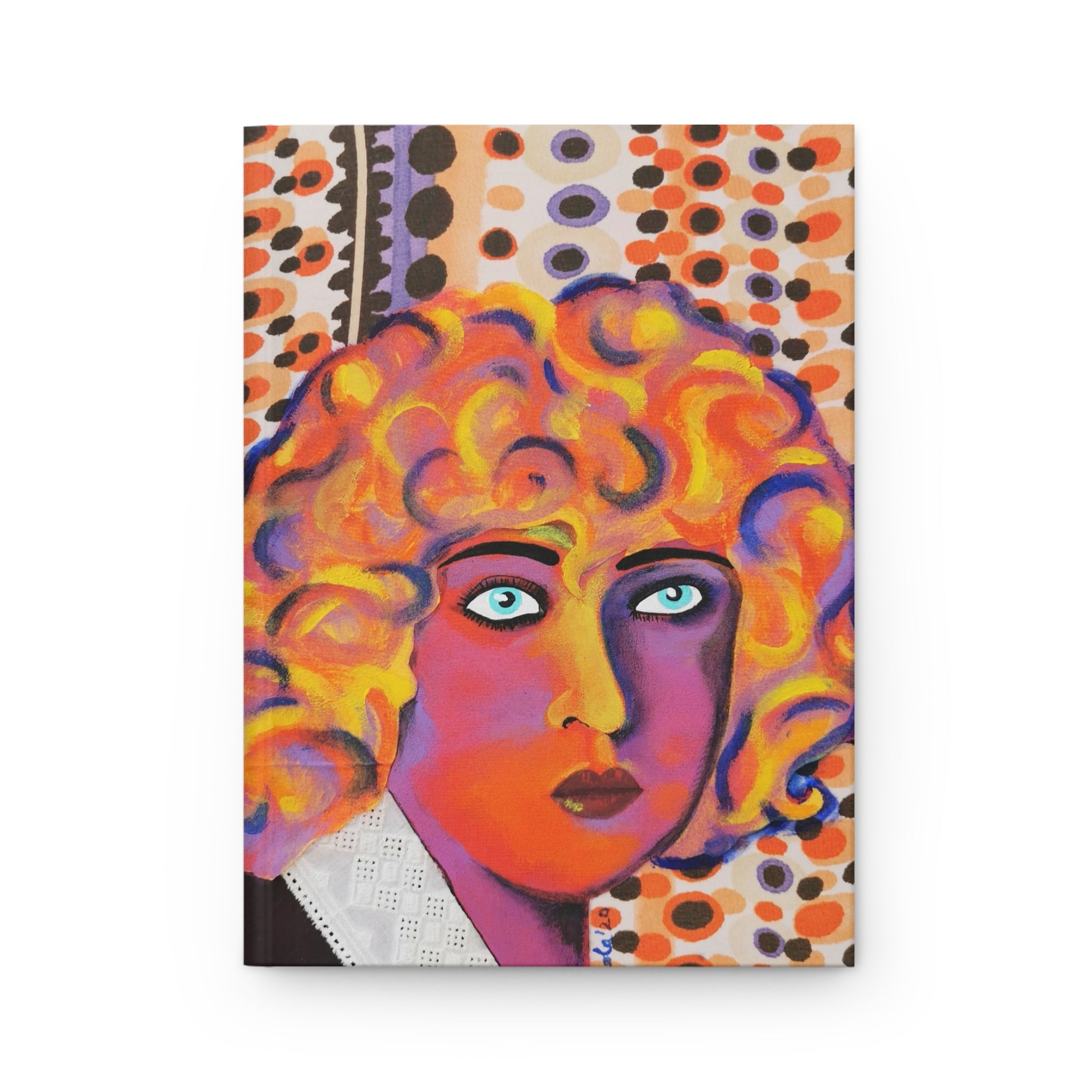 Abstract Pop Art Nahui Olin's Portrait Hardcover Journal — Colorful Vintage Woman Design