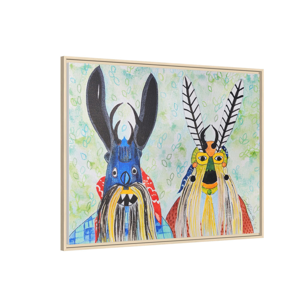 Colorful Folk Mask Matte Canvas Print (Framed)