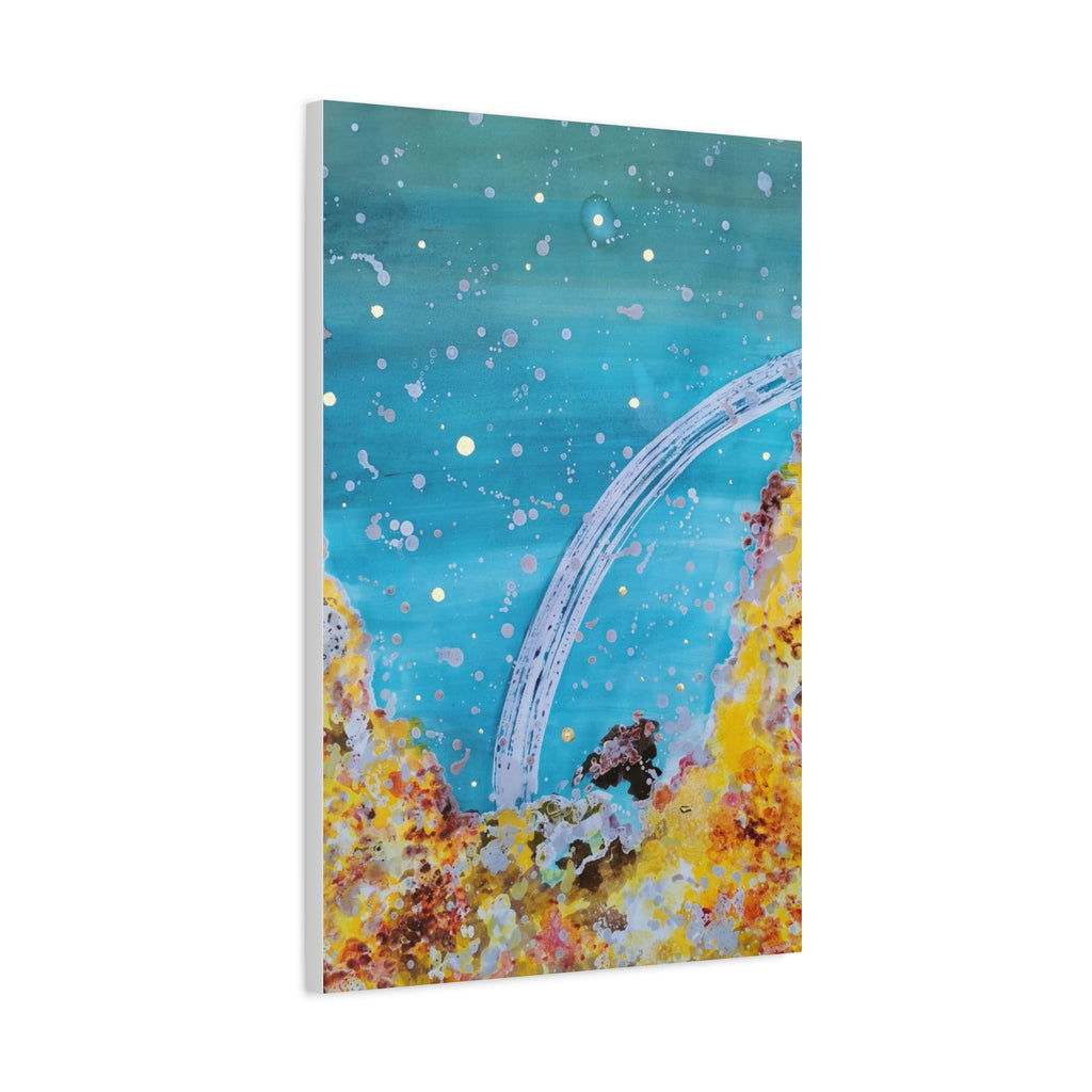 Abstract Ocean Arch Canvas - Teal & Gold Wall Art