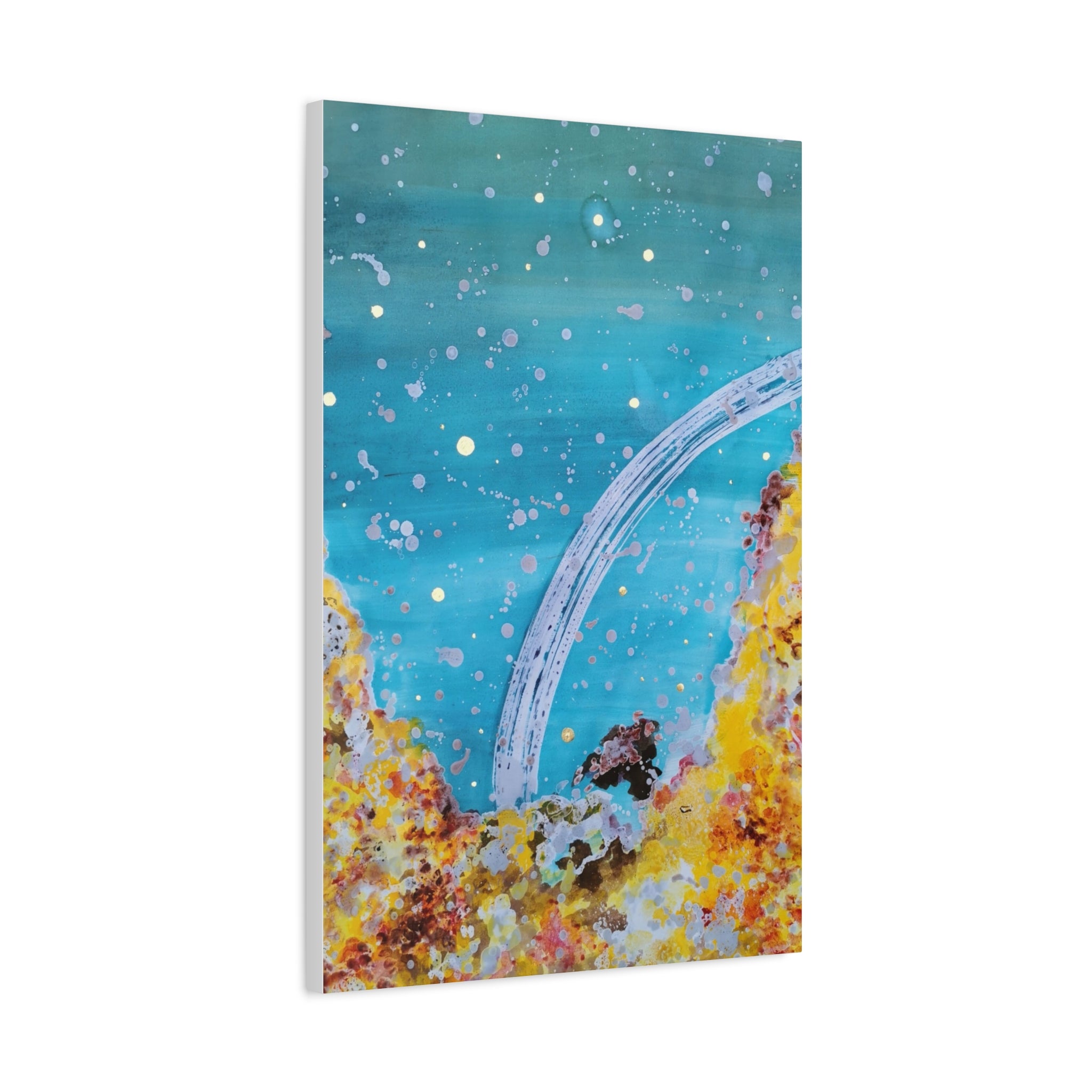 Abstract Ocean Arch Canvas - Teal & Gold Wall Art